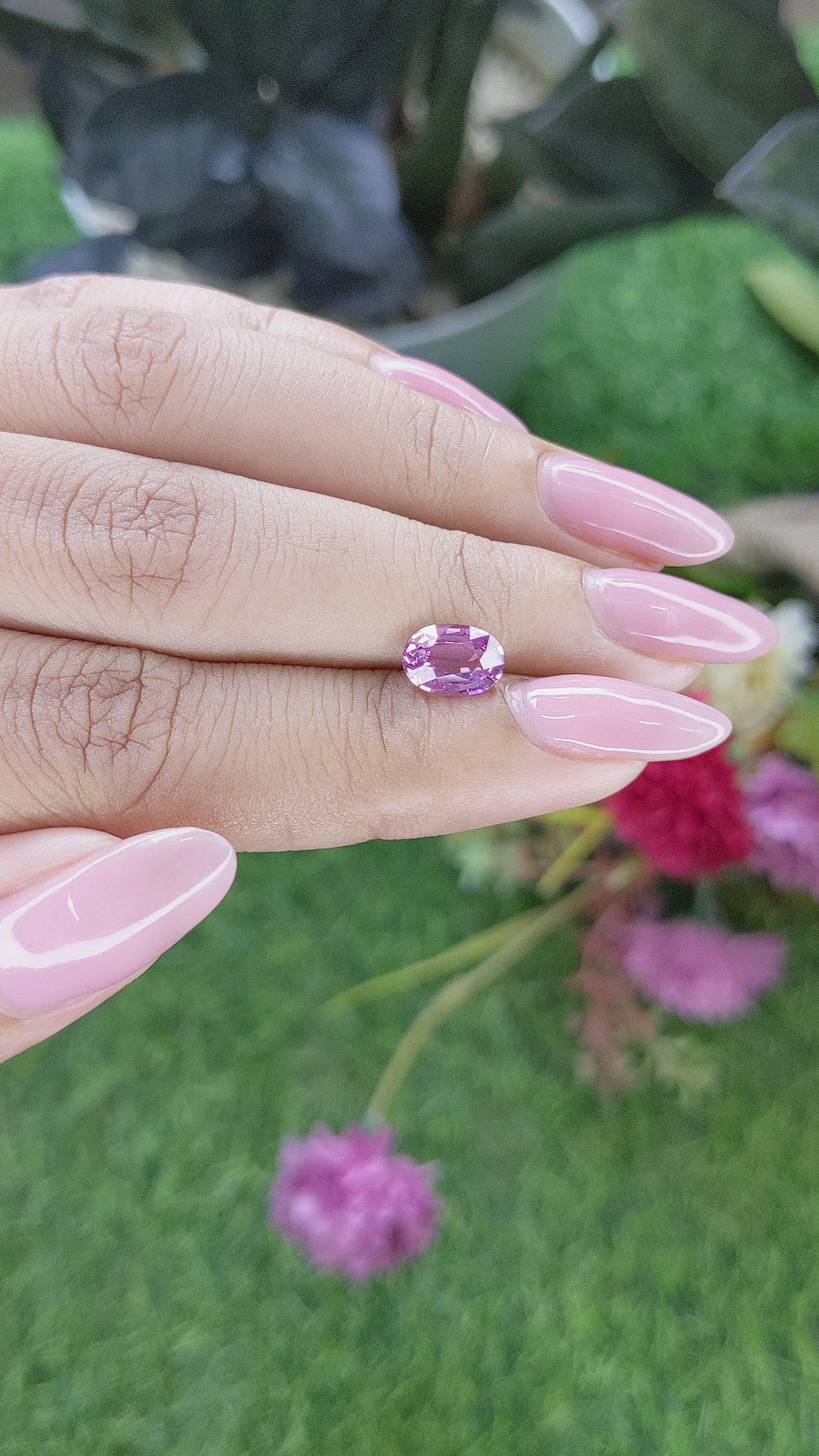 1.40 Ct. Purplish Pink Rhodolite Garnet from Ceylon (Sri Lanka) Size Video