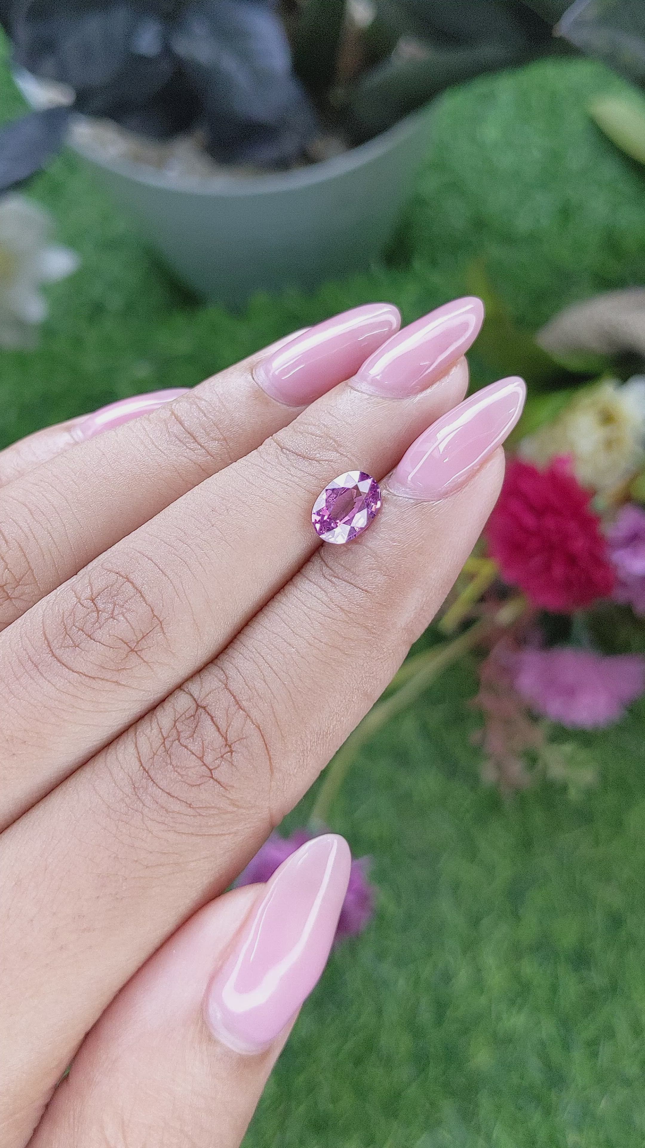 1.40 Ct. Purplish Pink Rhodolite Garnet from Ceylon (Sri Lanka) Size Video
