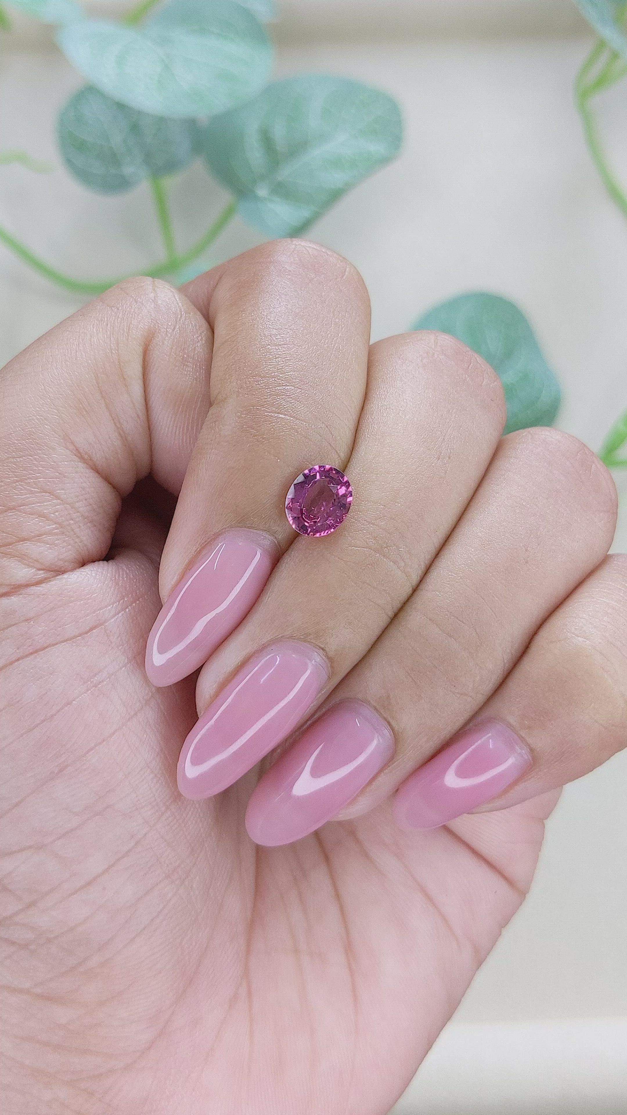 1.26 Ct. Purplish Pink Rhodolite Garnet from Ceylon (Sri Lanka) Size Video