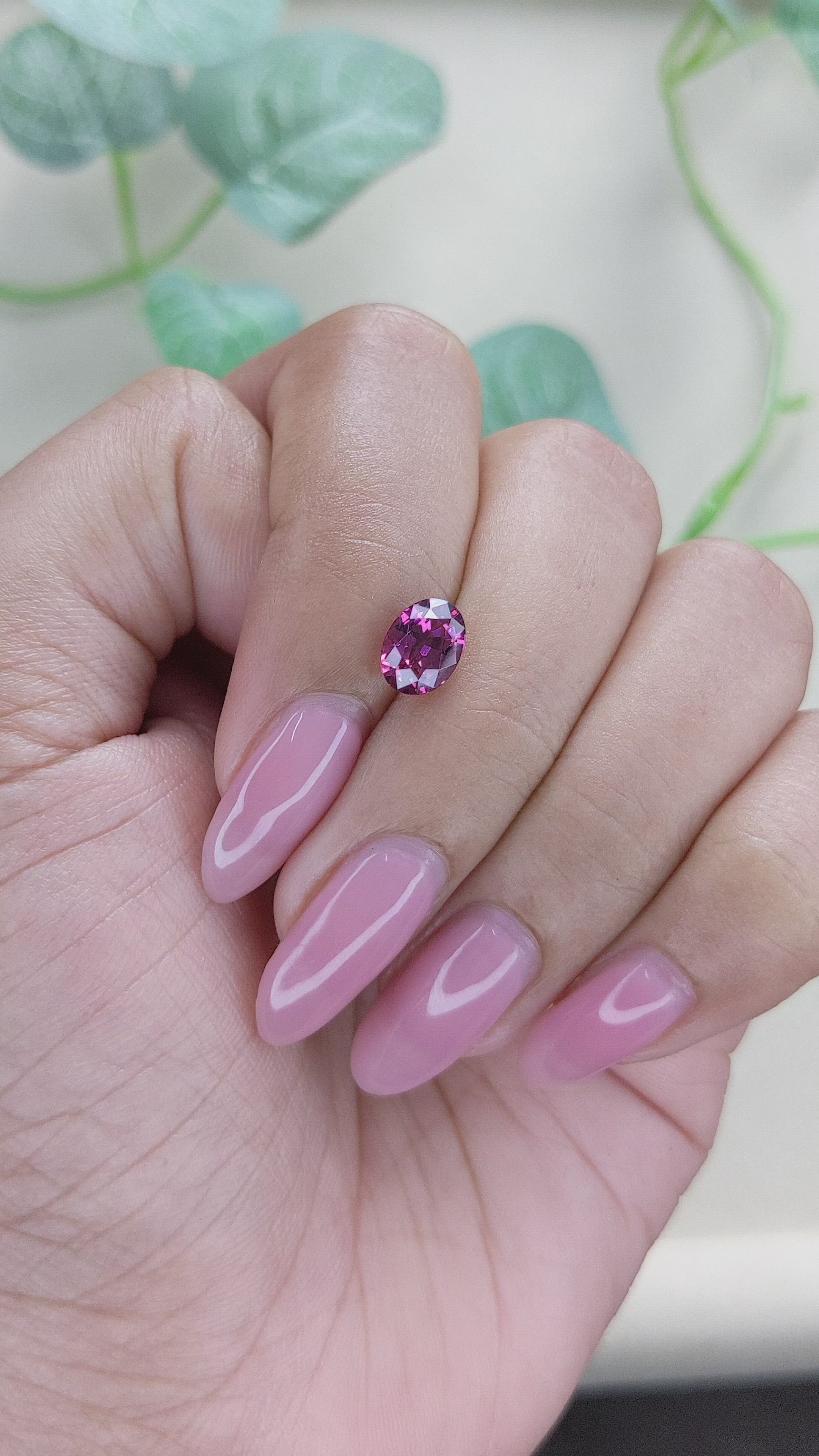 1.57 Ct. Purplish Pink Rhodolite Garnet from Ceylon (Sri Lanka) Size Video