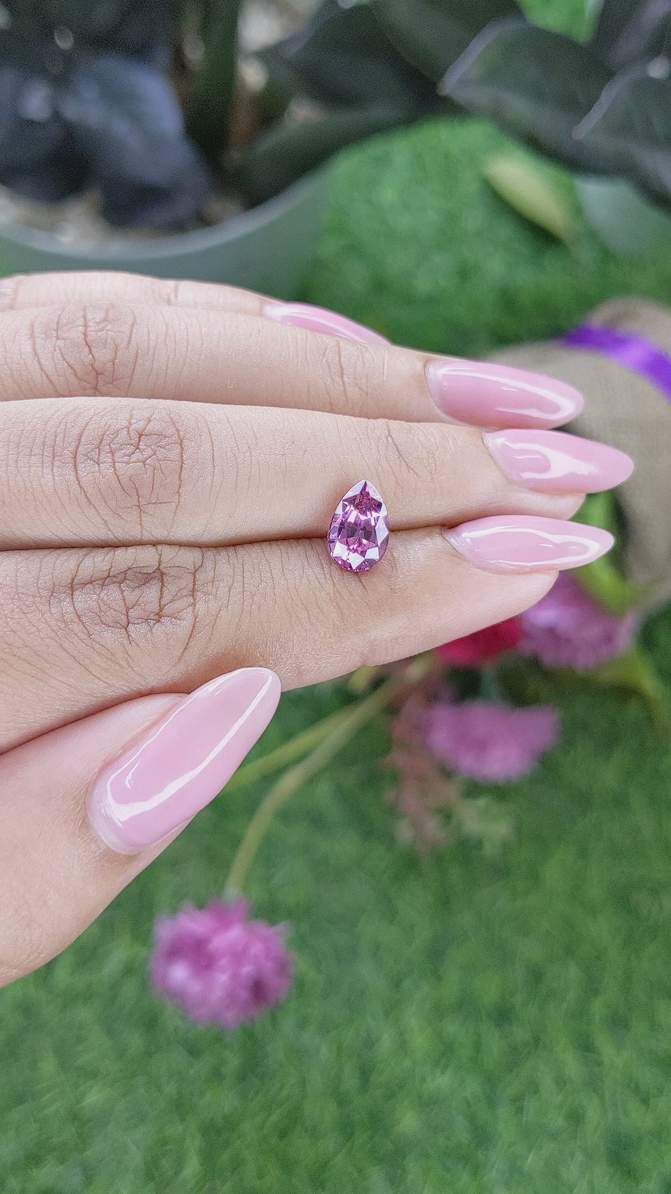 1.81 Ct. Purplish Pink Rhodolite Garnet from Ceylon (Sri Lanka) Size Video