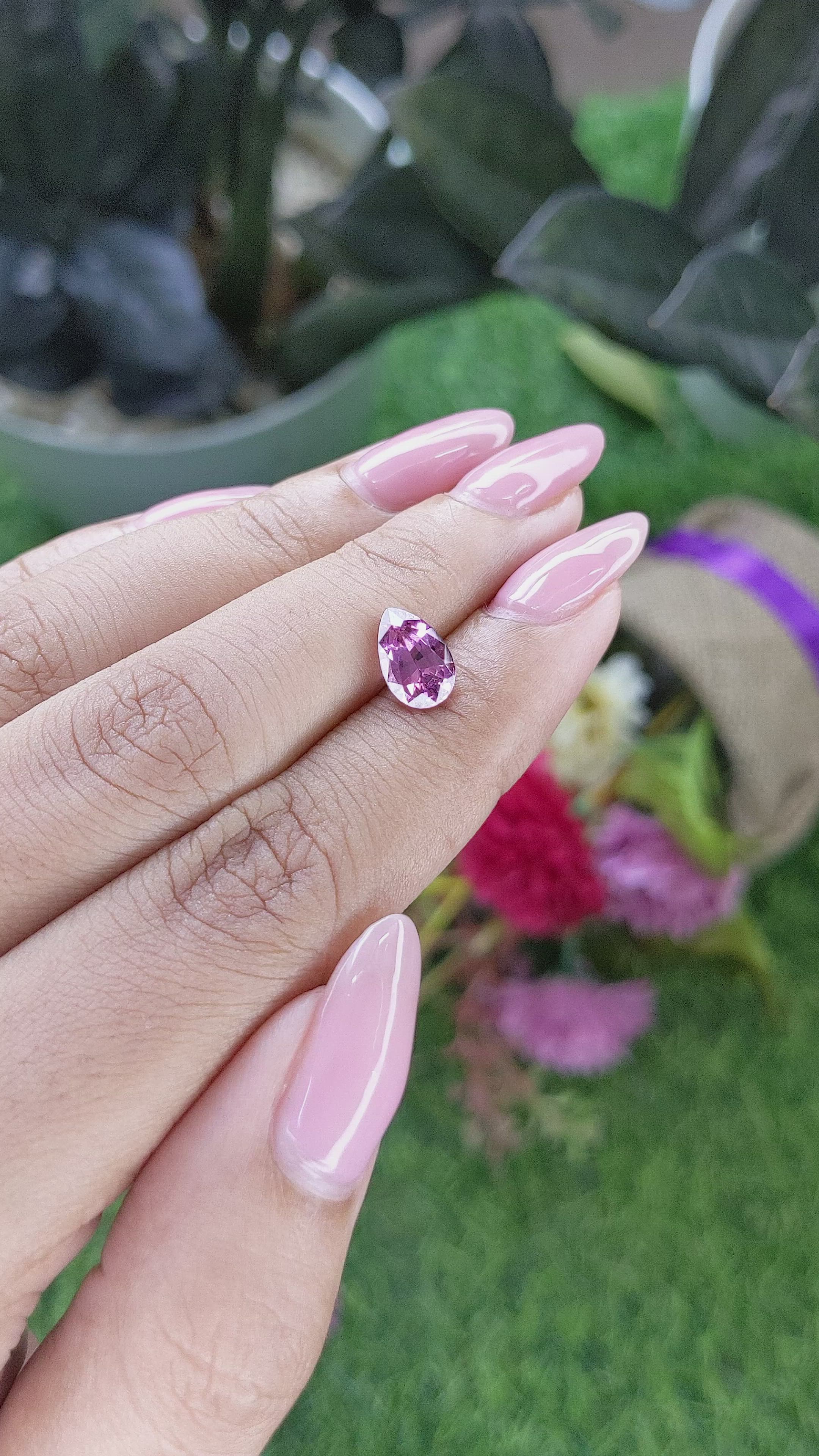 1.81 Ct. Purplish Pink Rhodolite Garnet from Ceylon (Sri Lanka) Size Video