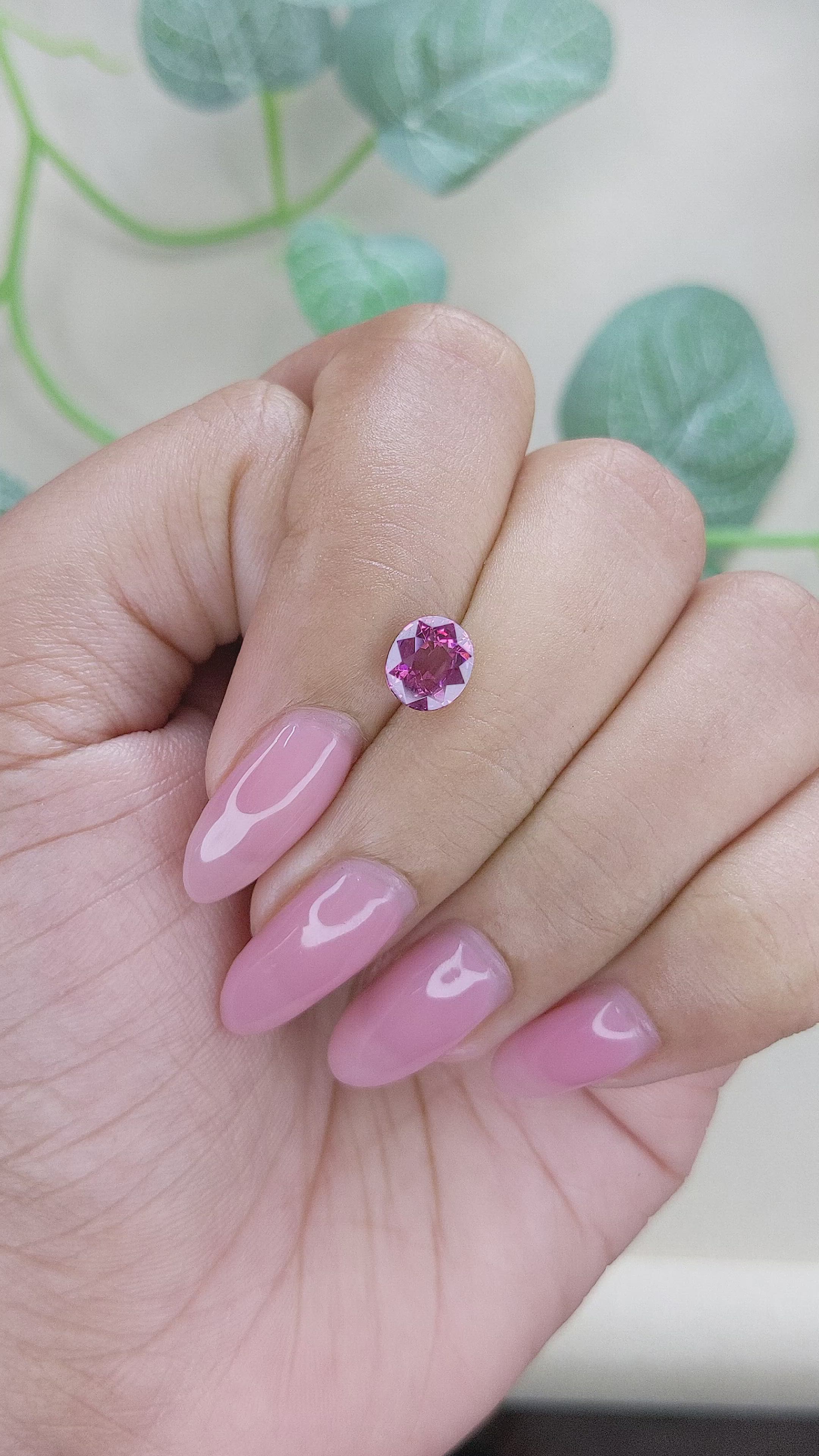 1.45 Ct. Purplish Pink Rhodolite Garnet from Ceylon (Sri Lanka) Size Video
