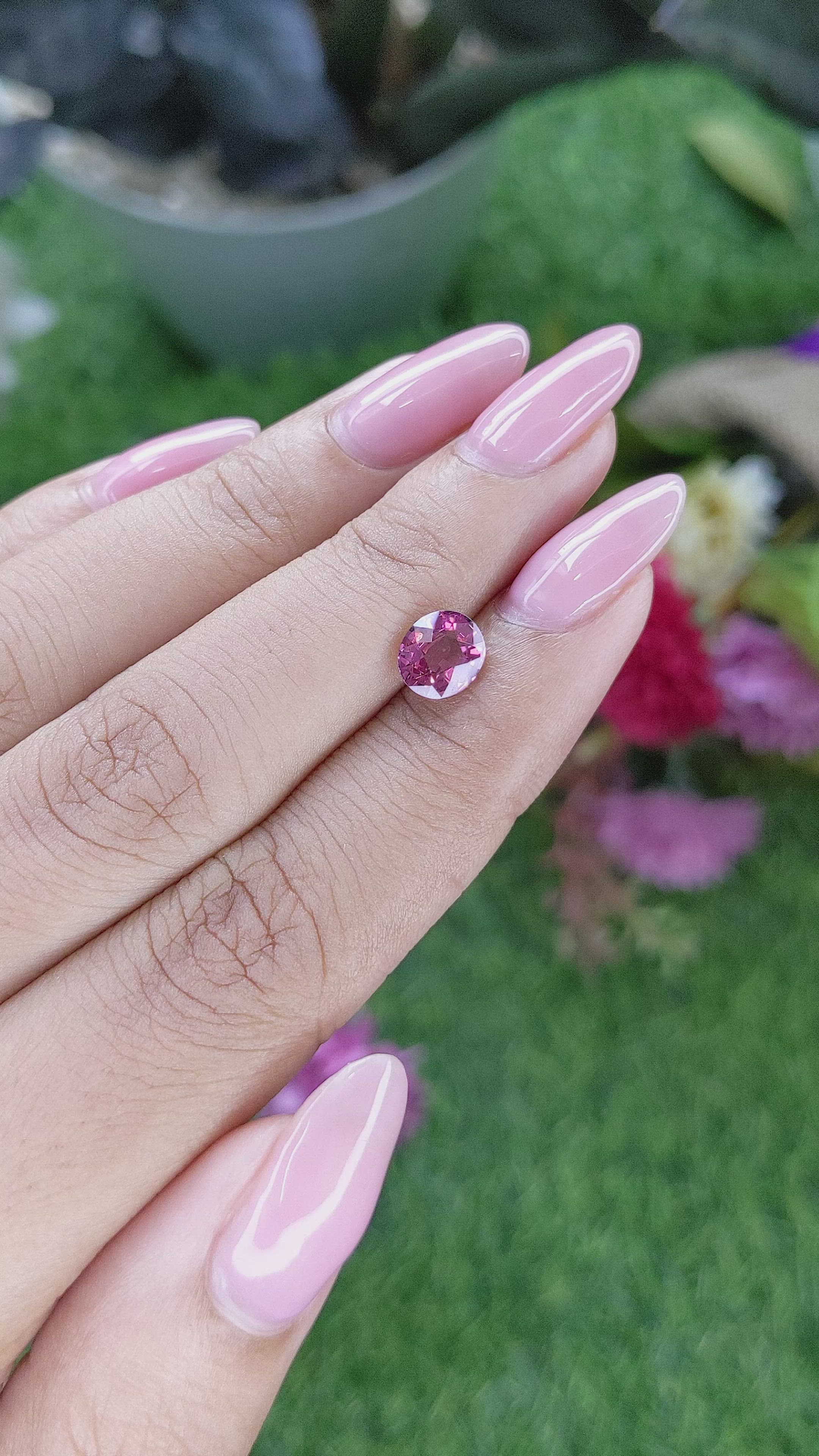 1.45 Ct. Purplish Pink Rhodolite Garnet from Ceylon (Sri Lanka) Size Video