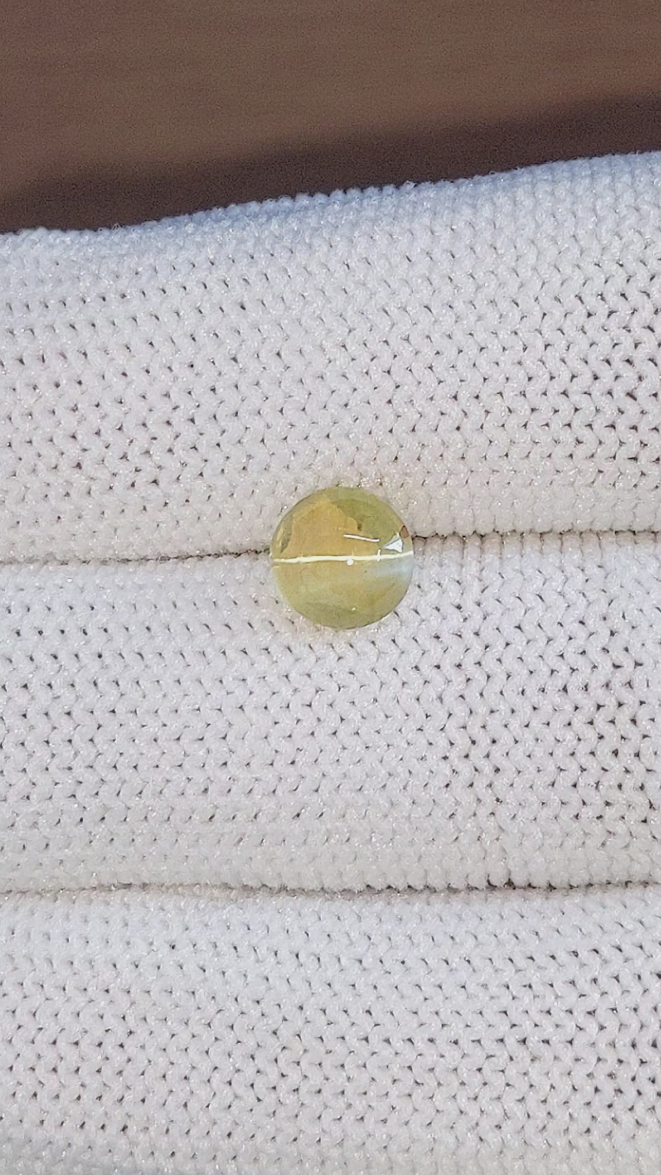 1.92 Ct. Greenish Yellow Cabochon Chrysoberyl from Ceylon (Sri Lanka) Size Video