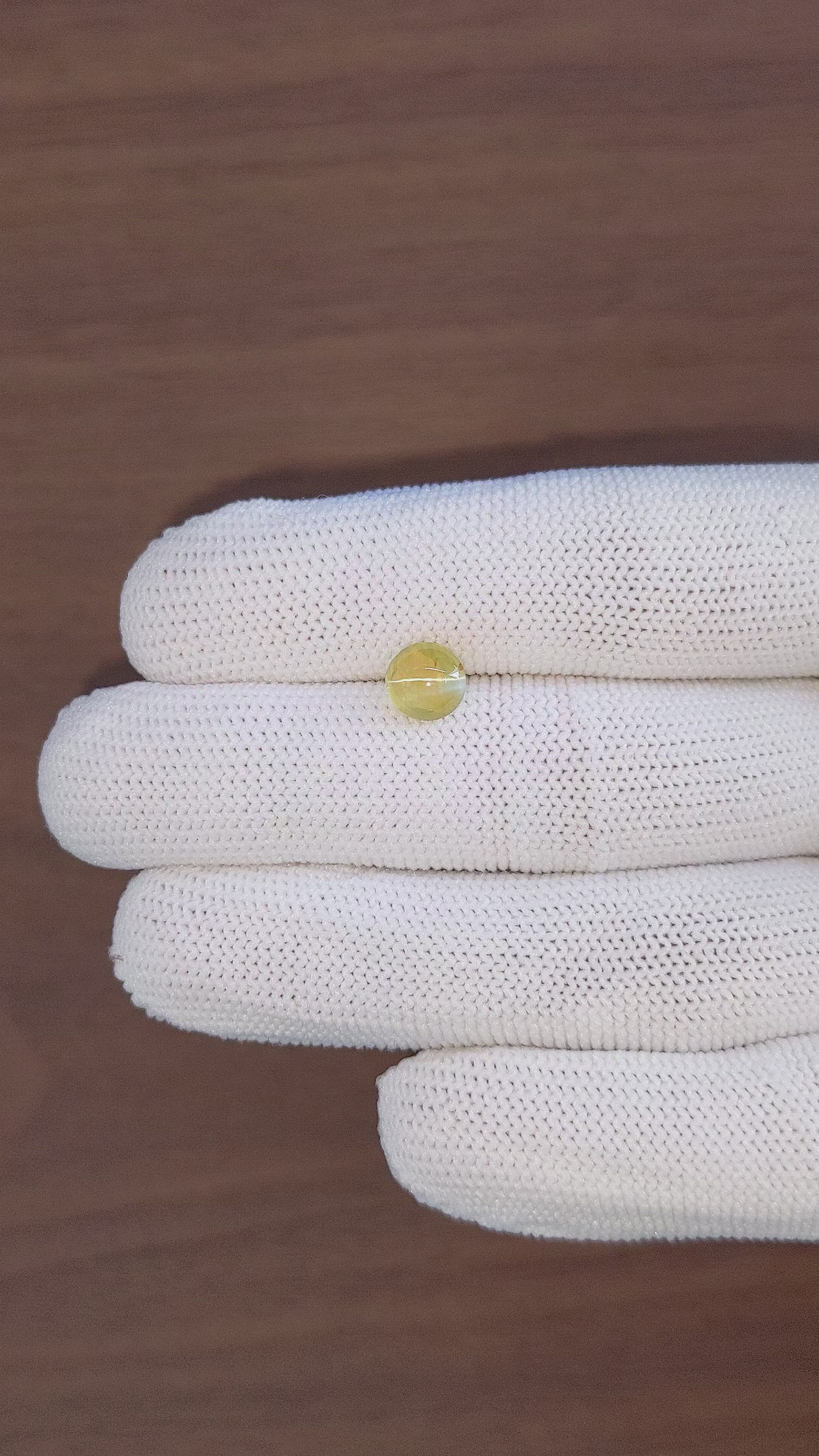 1.92 Ct. Greenish Yellow Cabochon Chrysoberyl from Ceylon (Sri Lanka) Size Video