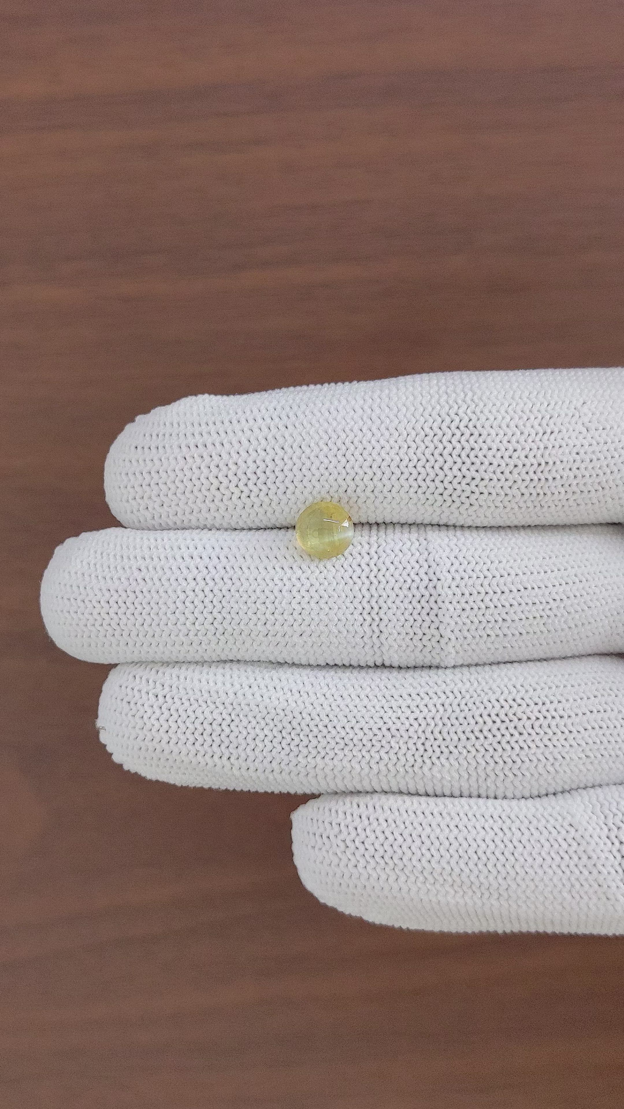 1.92 Ct. Greenish Yellow Cabochon Chrysoberyl from Ceylon (Sri Lanka) Size Video