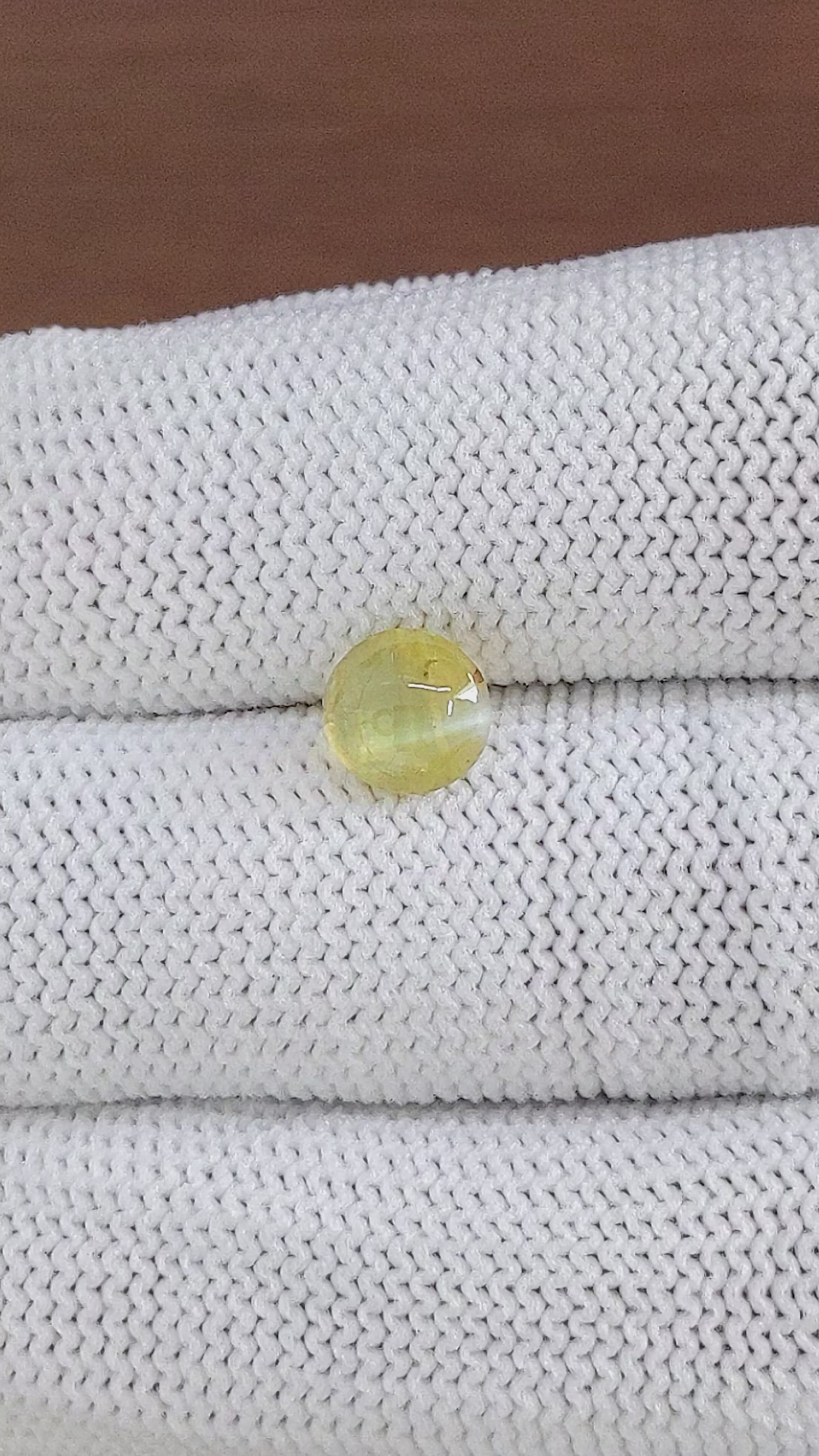1.92 Ct. Greenish Yellow Cabochon Chrysoberyl from Ceylon (Sri Lanka) Size Video