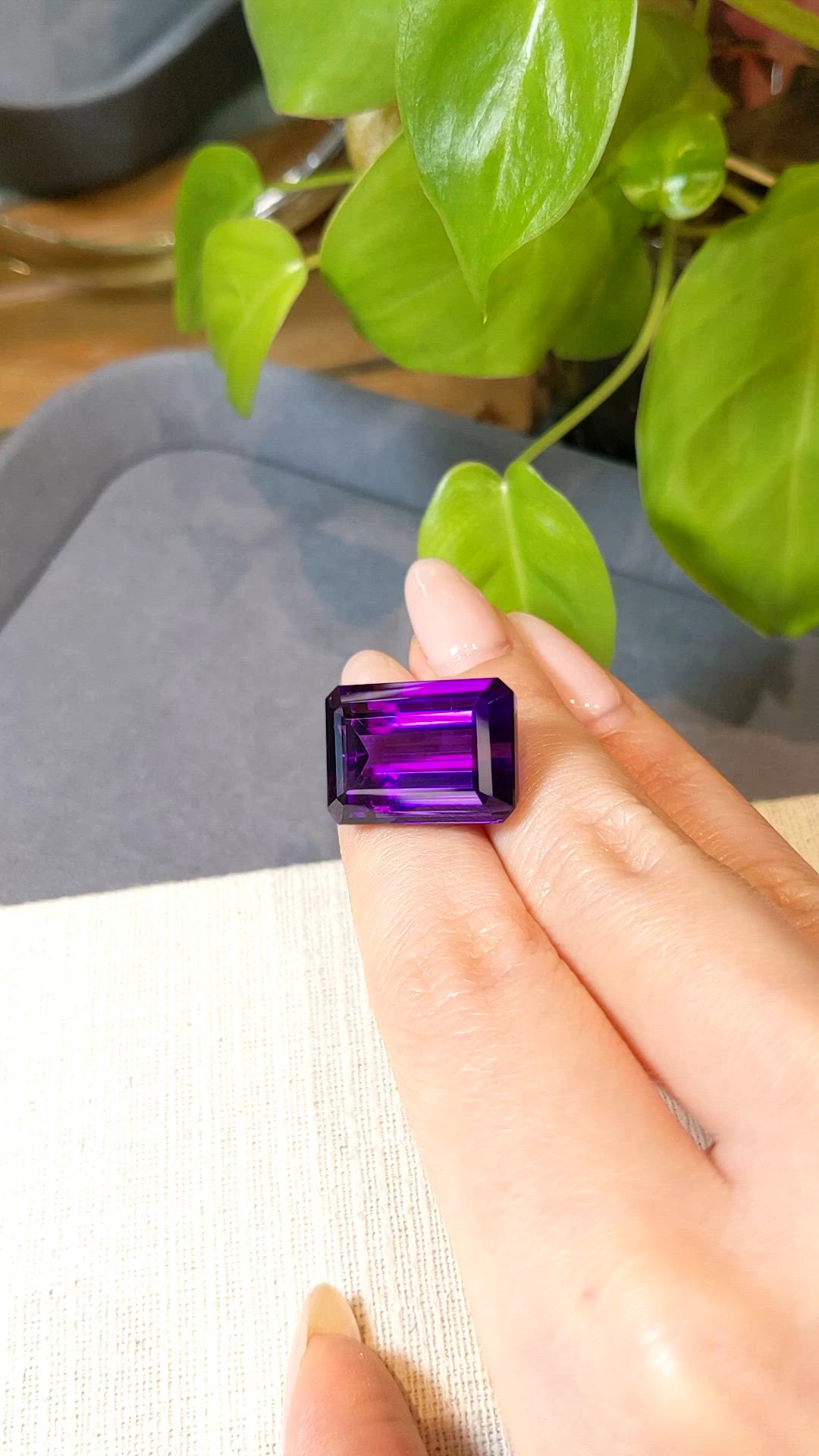 25.09 Ct. Purple Amethyst from Brazil Size Video