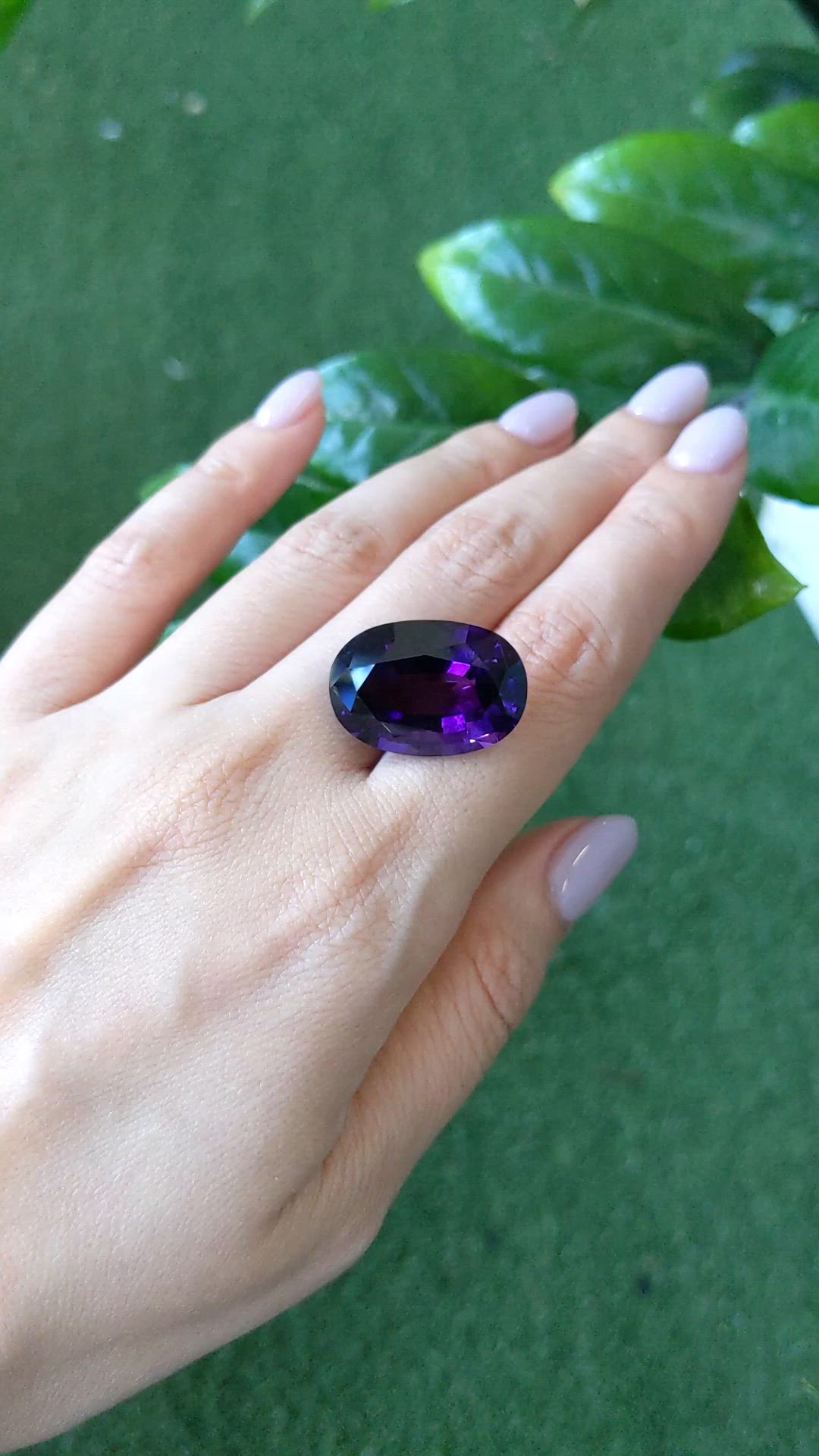 22.98 Ct. Purple Amethyst from Brazil Size Video