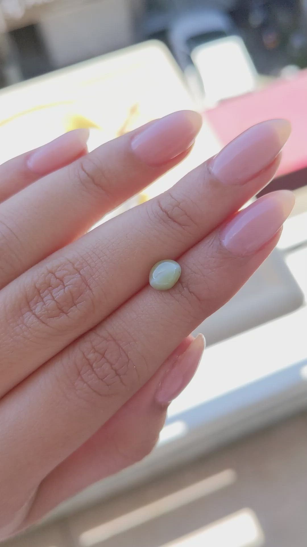 1.68 Ct. Greenish Yellow Cabochon Chrysoberyl from Ceylon (Sri Lanka) Size Video