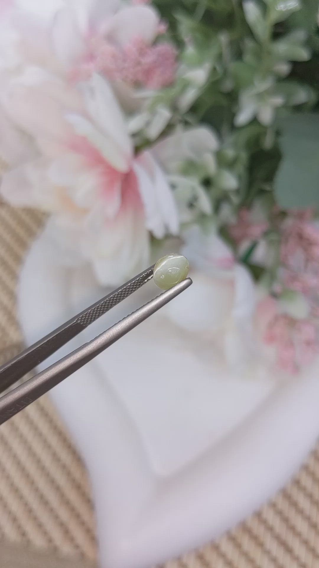 1.68 Ct. Greenish Yellow Cabochon Chrysoberyl from Ceylon (Sri Lanka) Size Video