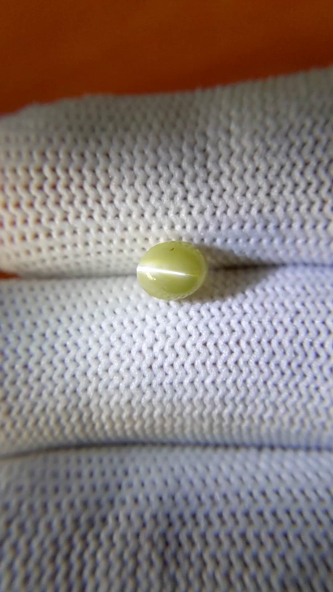 1.68 Ct. Greenish Yellow Cabochon Chrysoberyl from Ceylon (Sri Lanka) Size Video