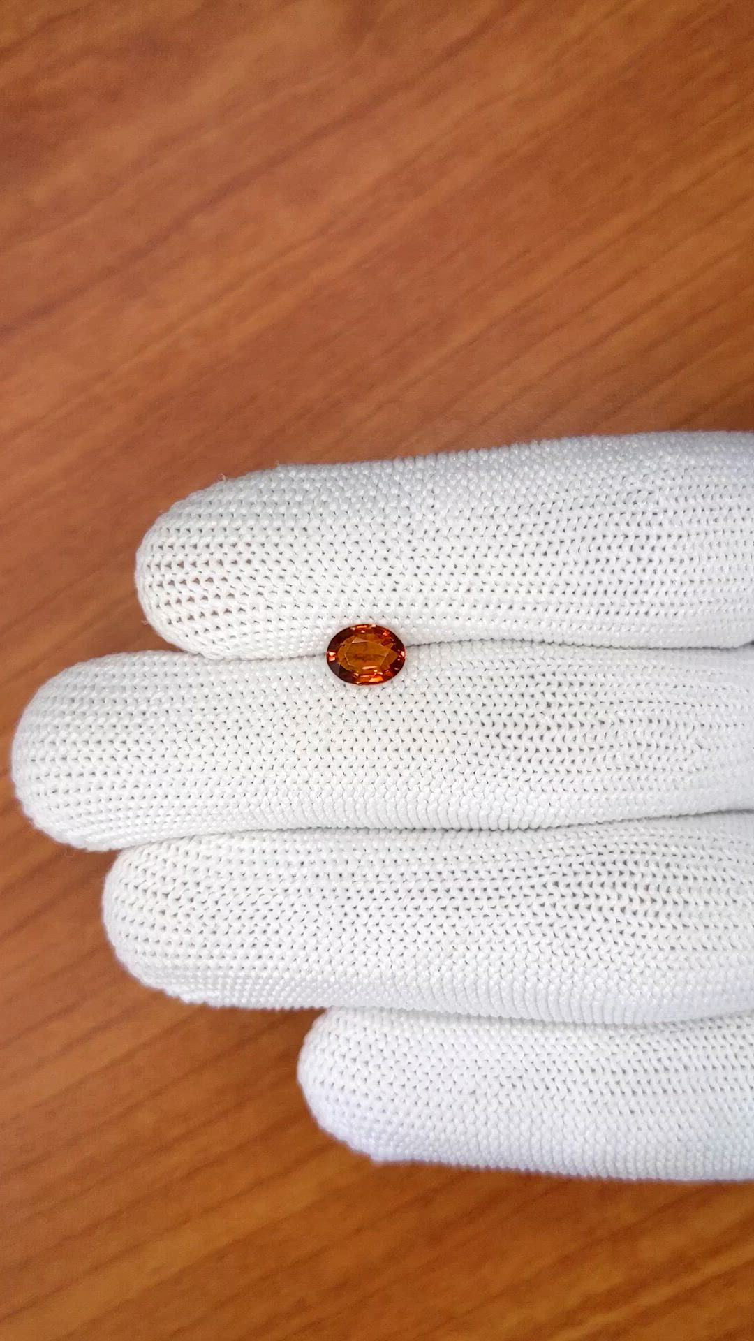 1.03 Ct. Reddish Orange Hessonite Garnet from Madagascar Size Video