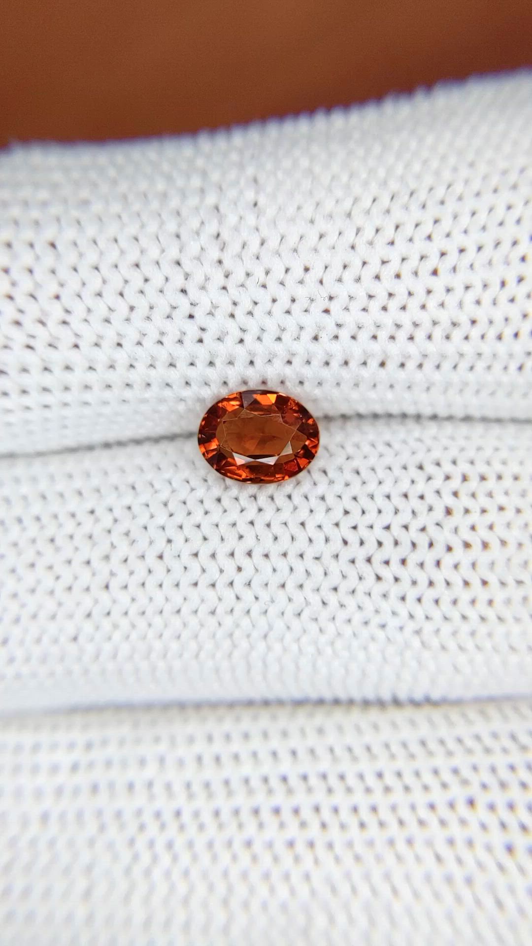 1.03 Ct. Reddish Orange Hessonite Garnet from Madagascar Size Video