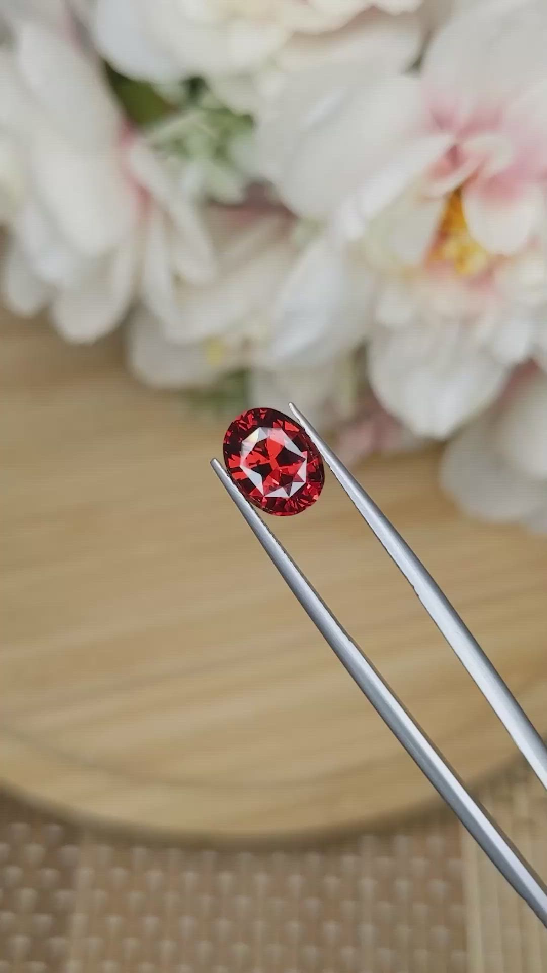 3.19 Ct. Reddish Orange Garnet from Ceylon (Sri Lanka) Size Video