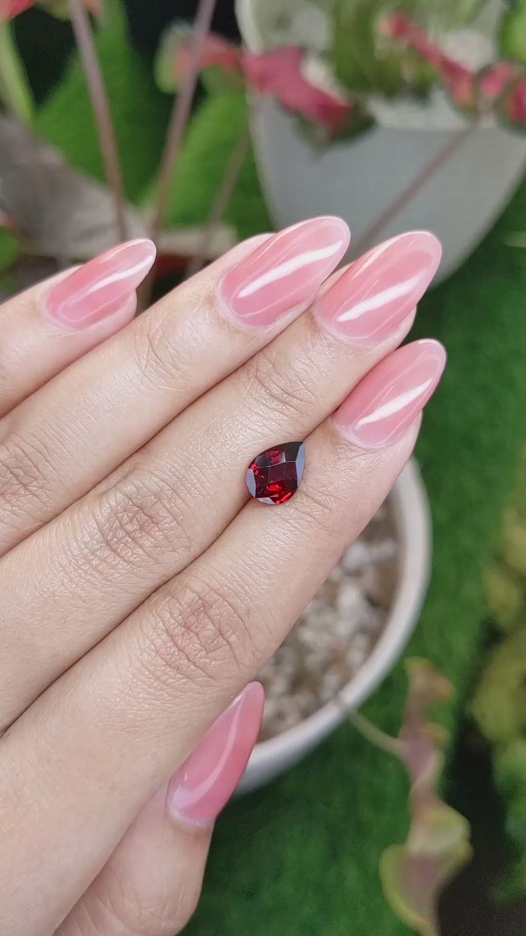 1.95 Ct. Red Garnet from Ceylon (Sri Lanka) Size Video