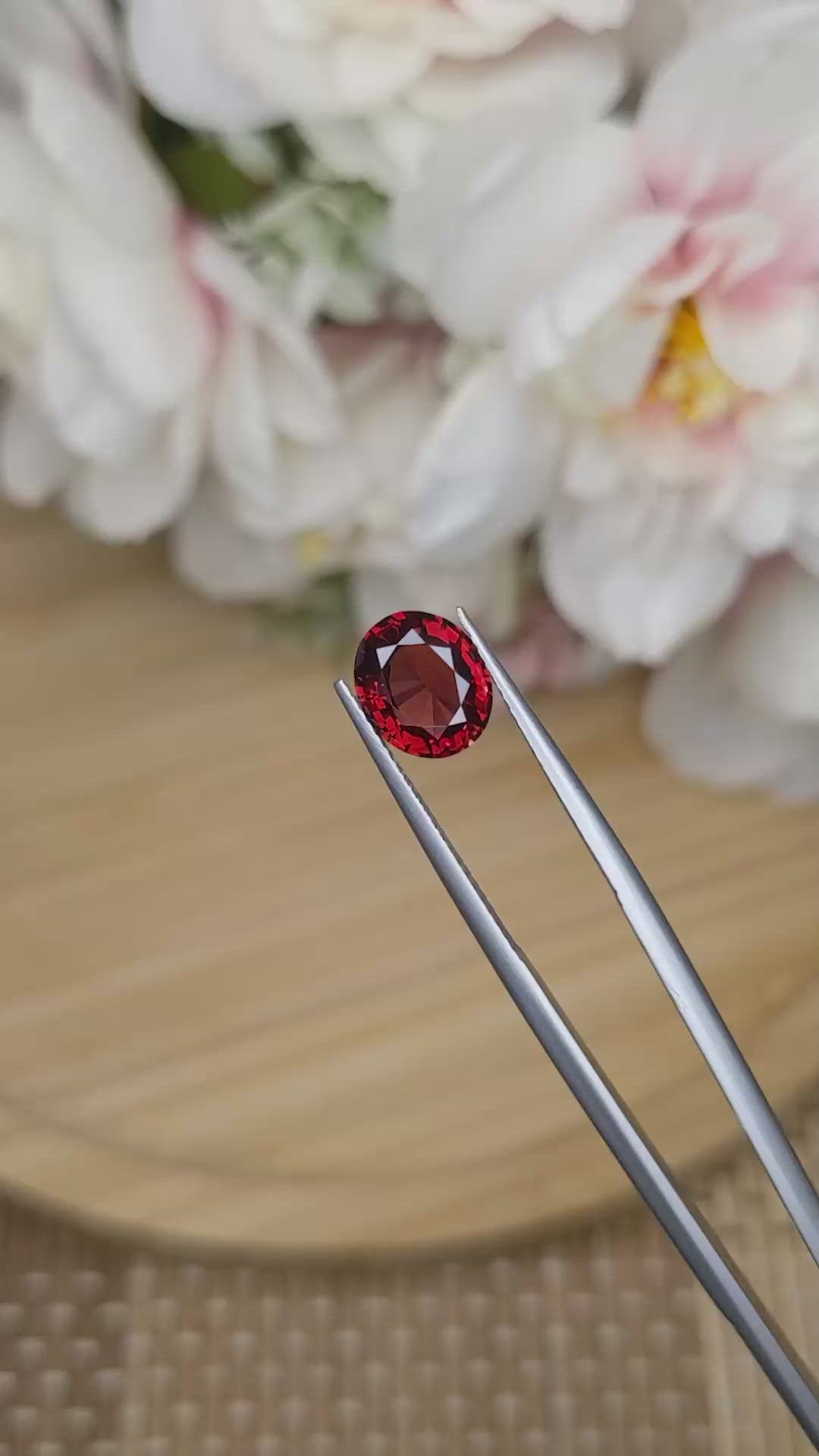 2.21 Ct. Red Garnet from Ceylon (Sri Lanka) Size Video