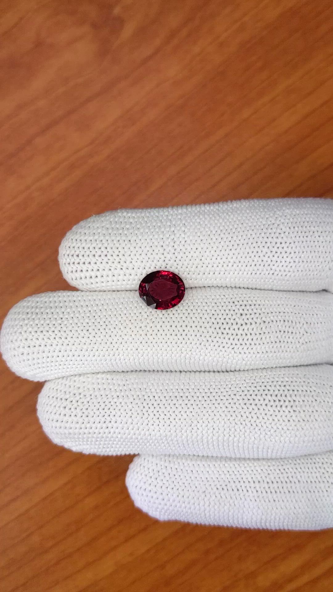 2.21 Ct. Red Garnet from Ceylon (Sri Lanka) Size Video
