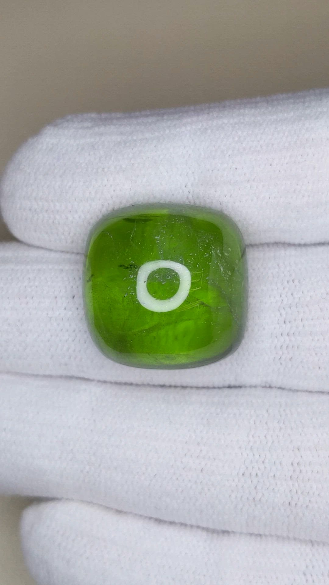 49.34 Ct. Green Cabochon Peridot from Burma (Myanmar) Size Video