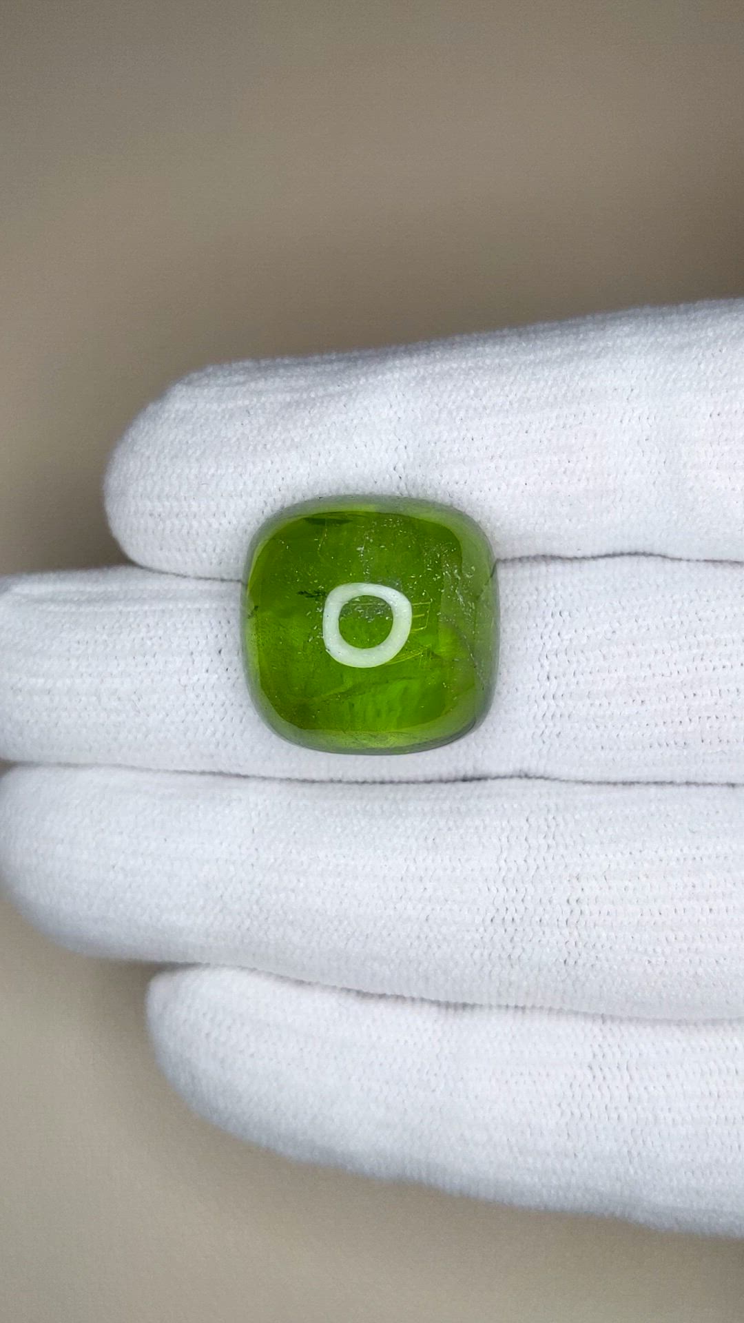 49.34 Ct. Green Cabochon Peridot from Burma (Myanmar) Size Video