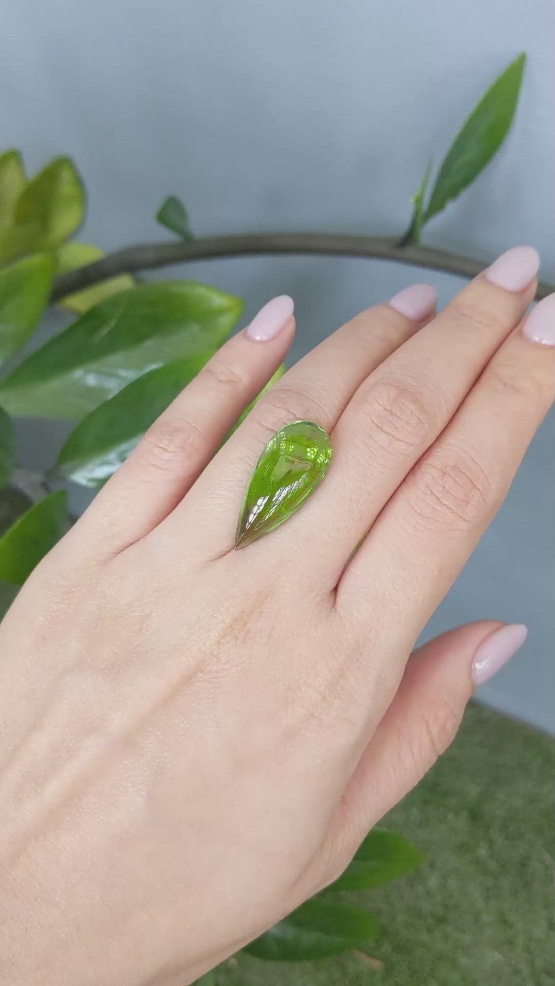 15.37 Ct. Green Cabochon Peridot from Burma (Myanmar) Size Video