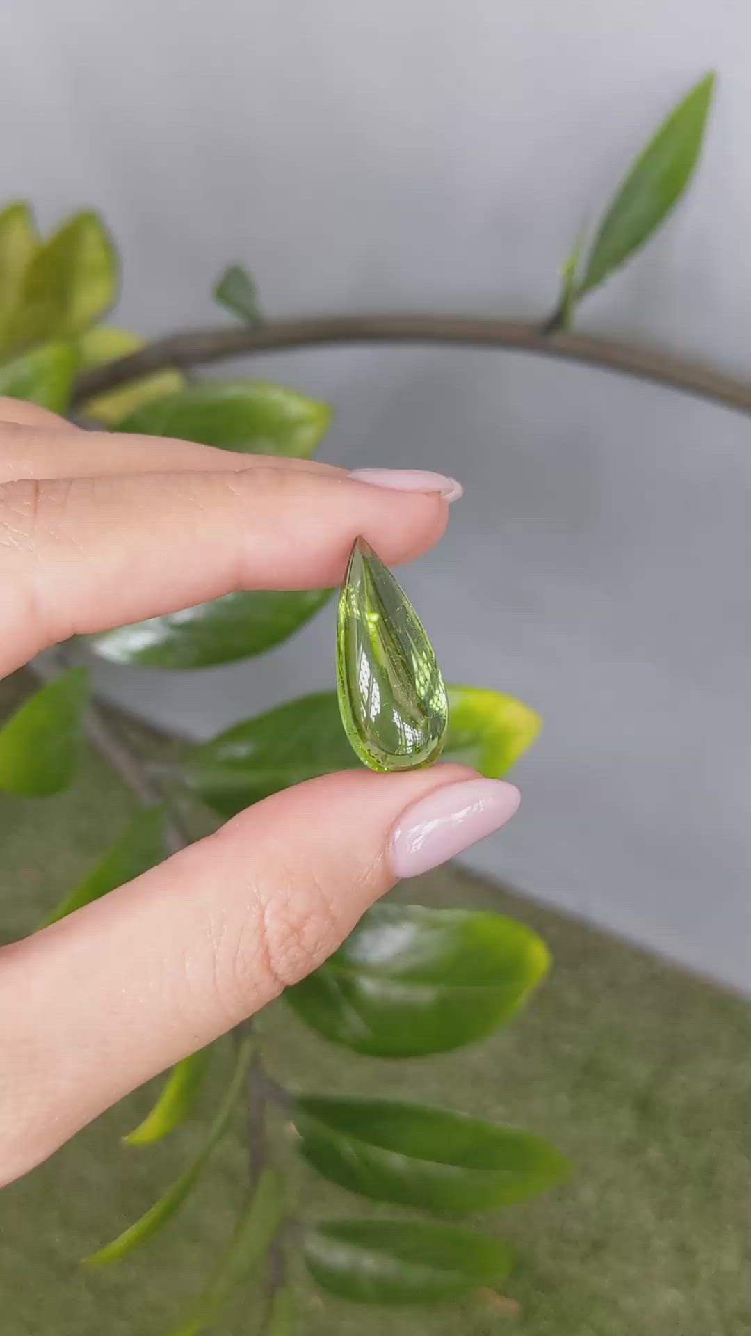 15.37 Ct. Green Cabochon Peridot from Burma (Myanmar) Size Video