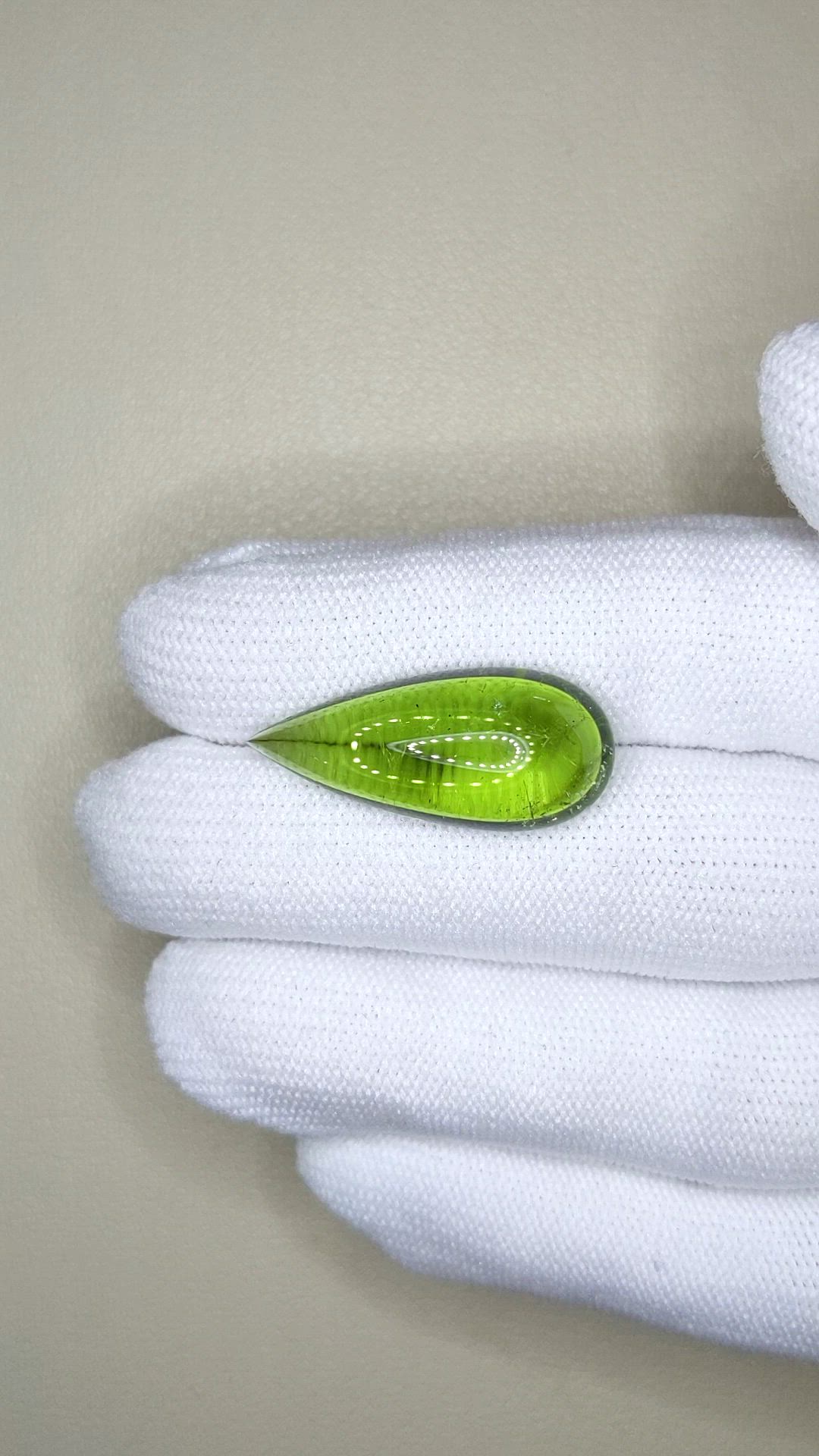 15.37 Ct. Green Cabochon Peridot from Burma (Myanmar) Size Video