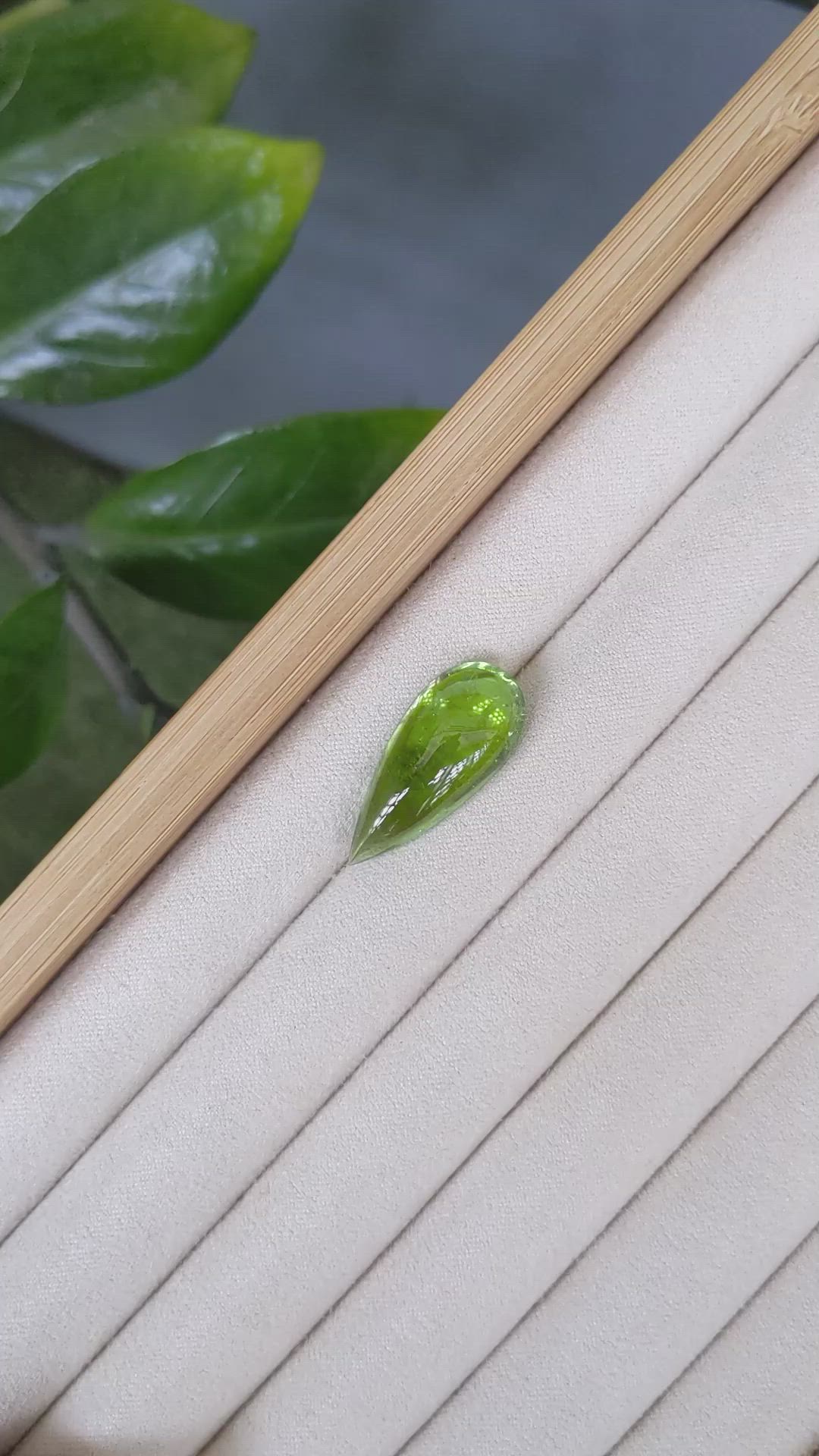 15.37 Ct. Green Cabochon Peridot from Burma (Myanmar) Size Video