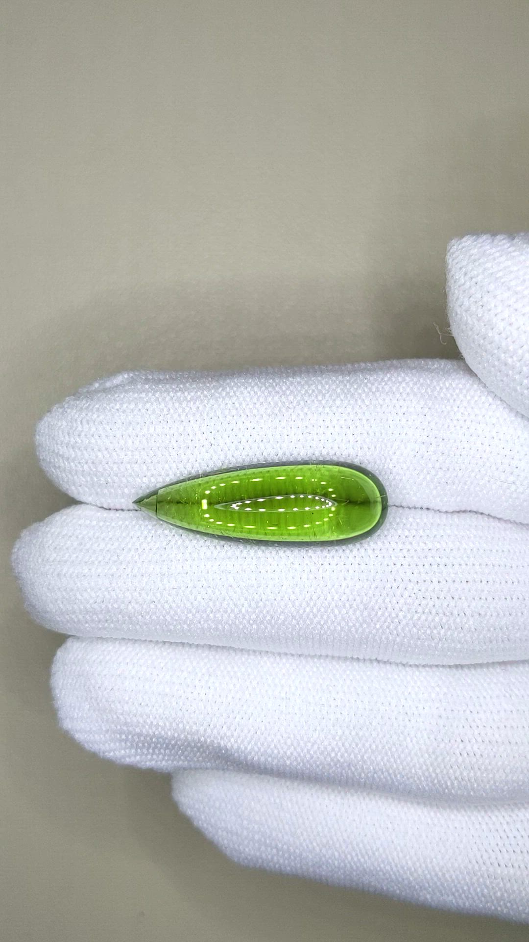 13.23 Ct. Green Cabochon Peridot from Burma (Myanmar) Size Video