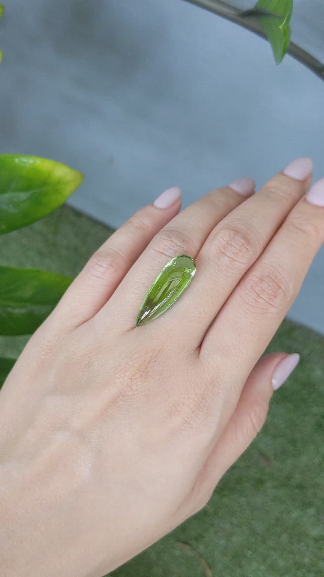13.23 Ct. Green Cabochon Peridot from Burma (Myanmar) Size Video