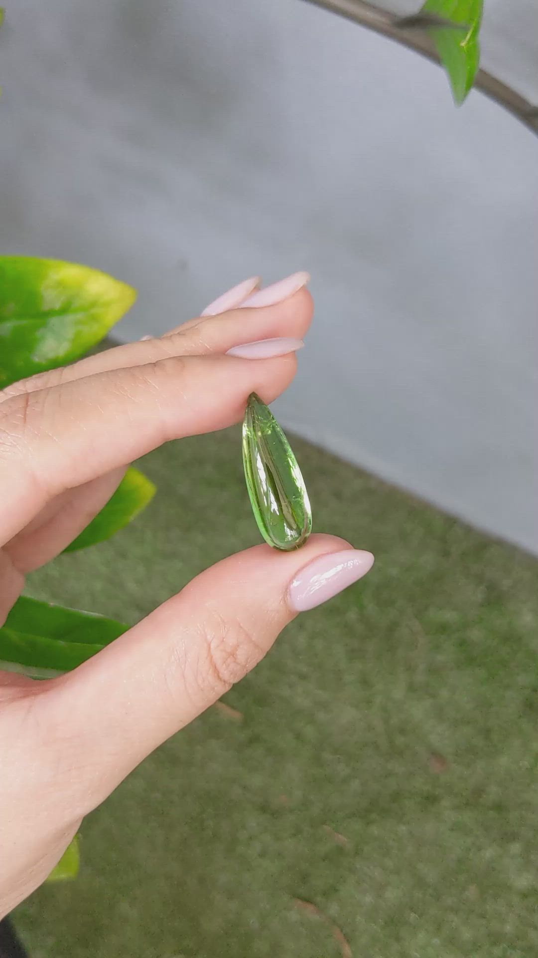 13.23 Ct. Green Cabochon Peridot from Burma (Myanmar) Size Video