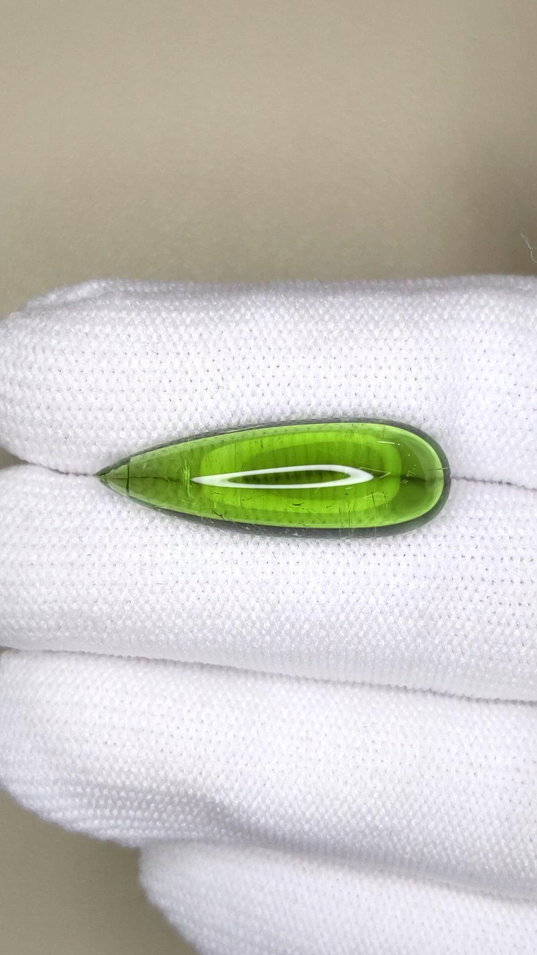 13.23 Ct. Green Cabochon Peridot from Burma (Myanmar) Size Video