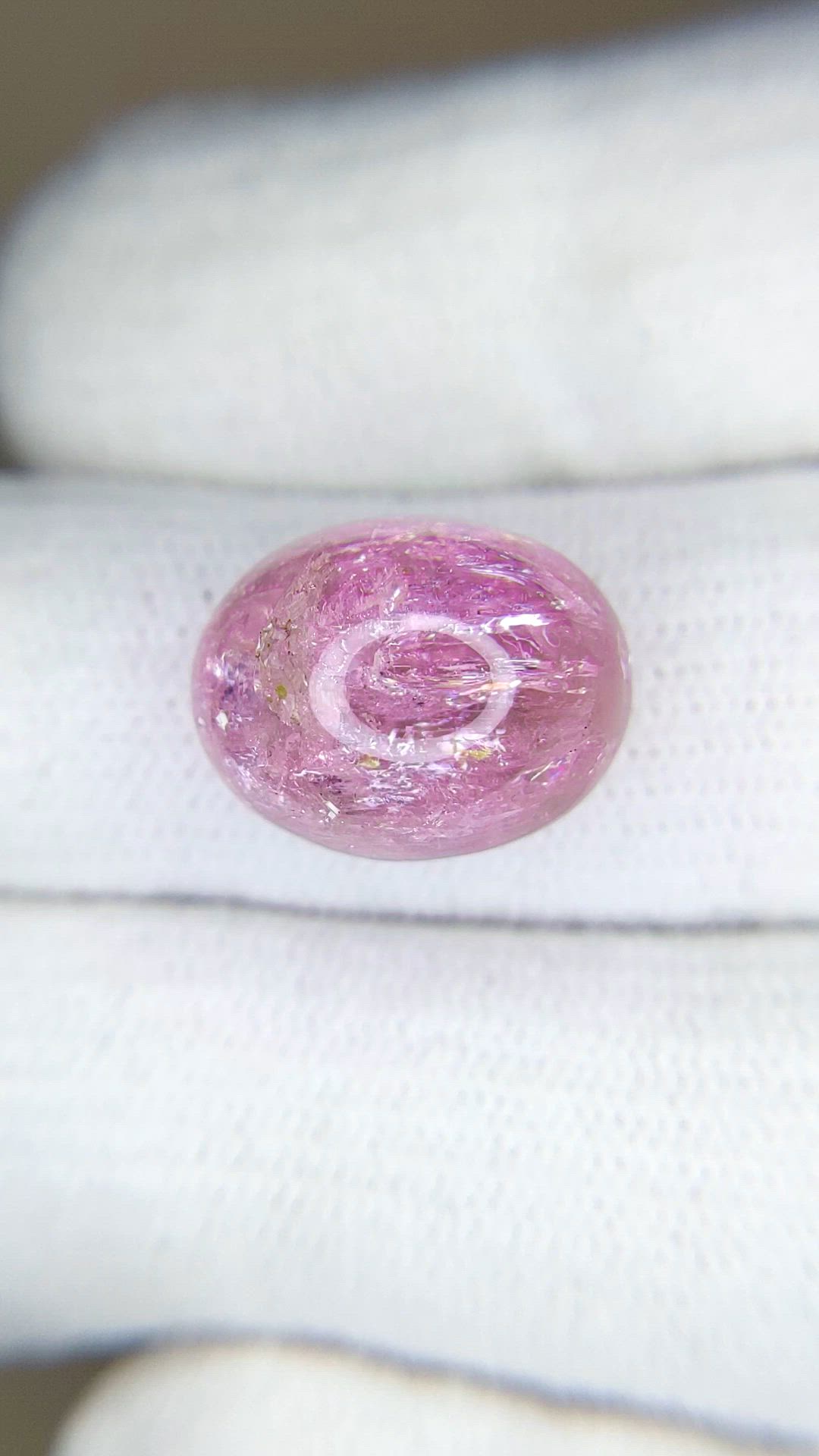 16.97 Ct. Pink Cabochon Topaz from Brazil Size Video