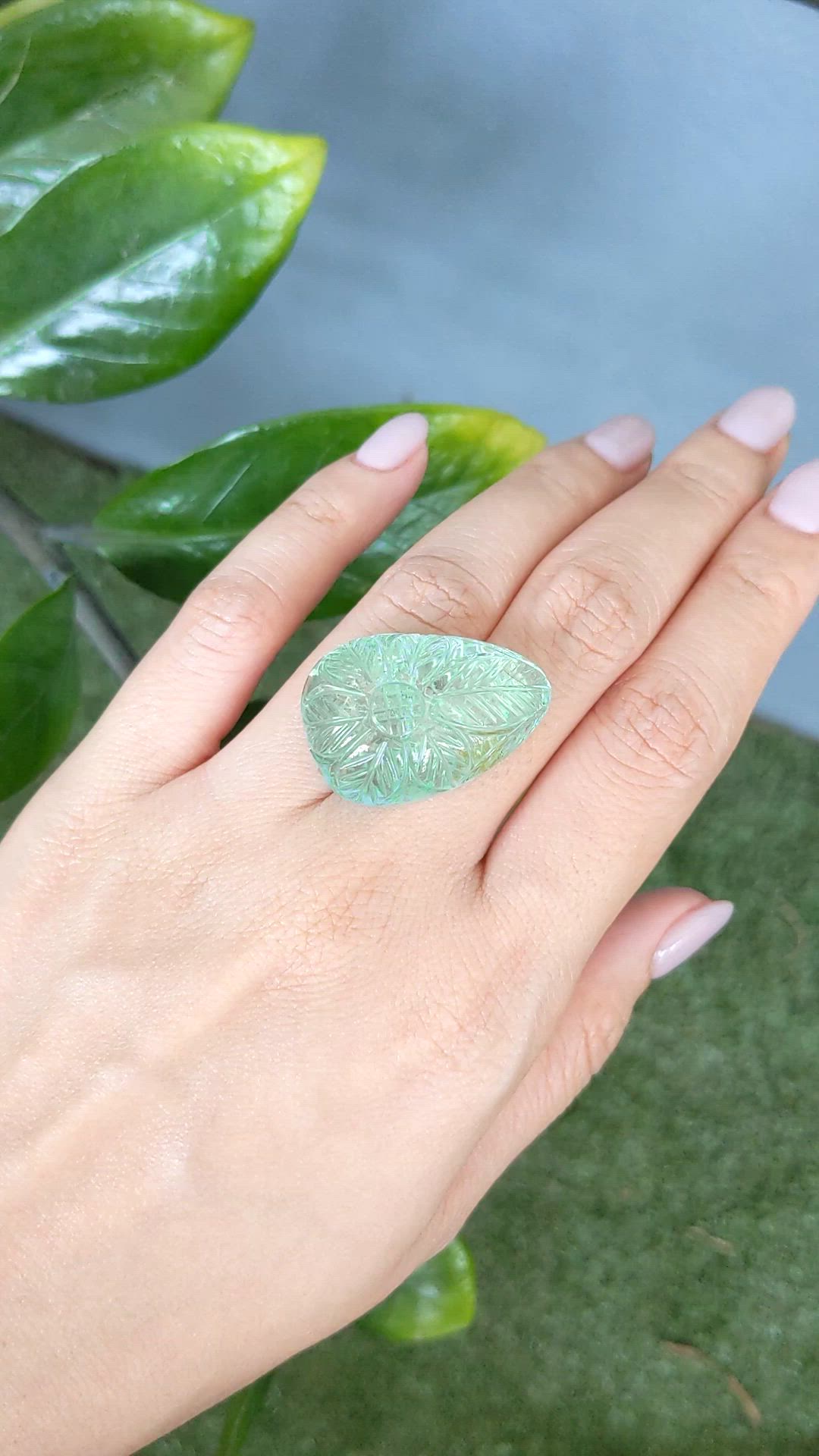 56.11 Ct. Mint Green Prasiolite from Brazil Size Video