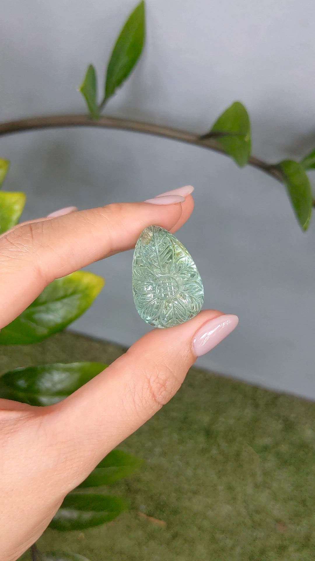 56.11 Ct. Mint Green Prasiolite from Brazil Size Video