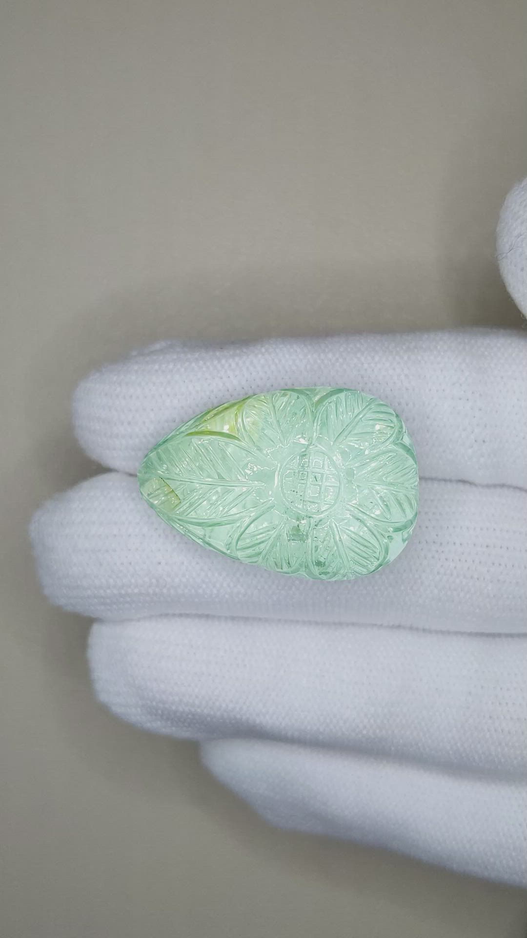 56.11 Ct. Mint Green Prasiolite from Brazil Size Video