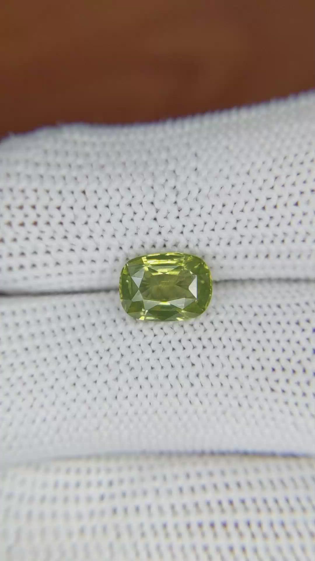 2.52 Ct. Yellowish Green Zircon from Ceylon (Sri Lanka) Size Video