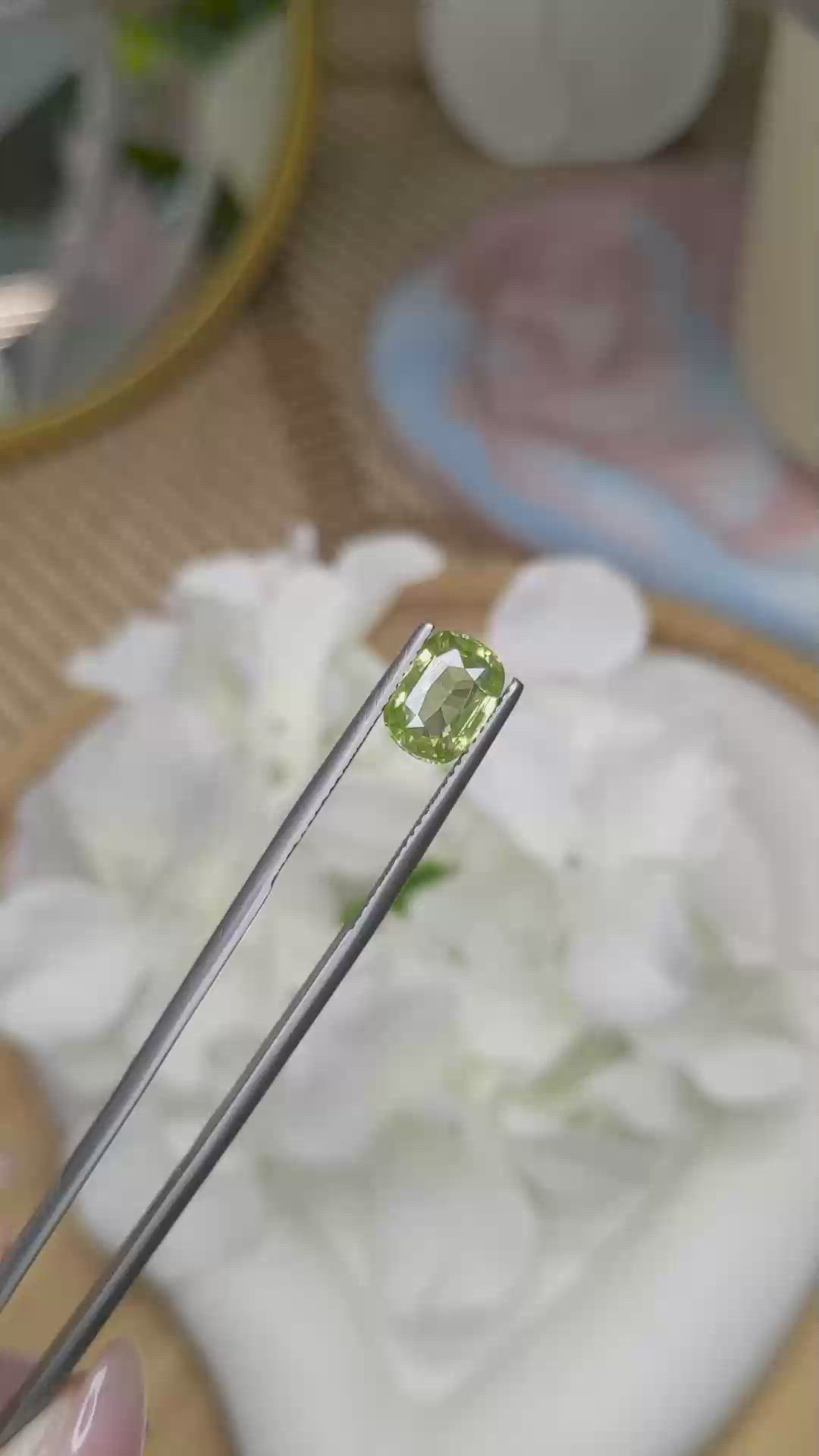 2.52 Ct. Yellowish Green Zircon from Ceylon (Sri Lanka) Size Video