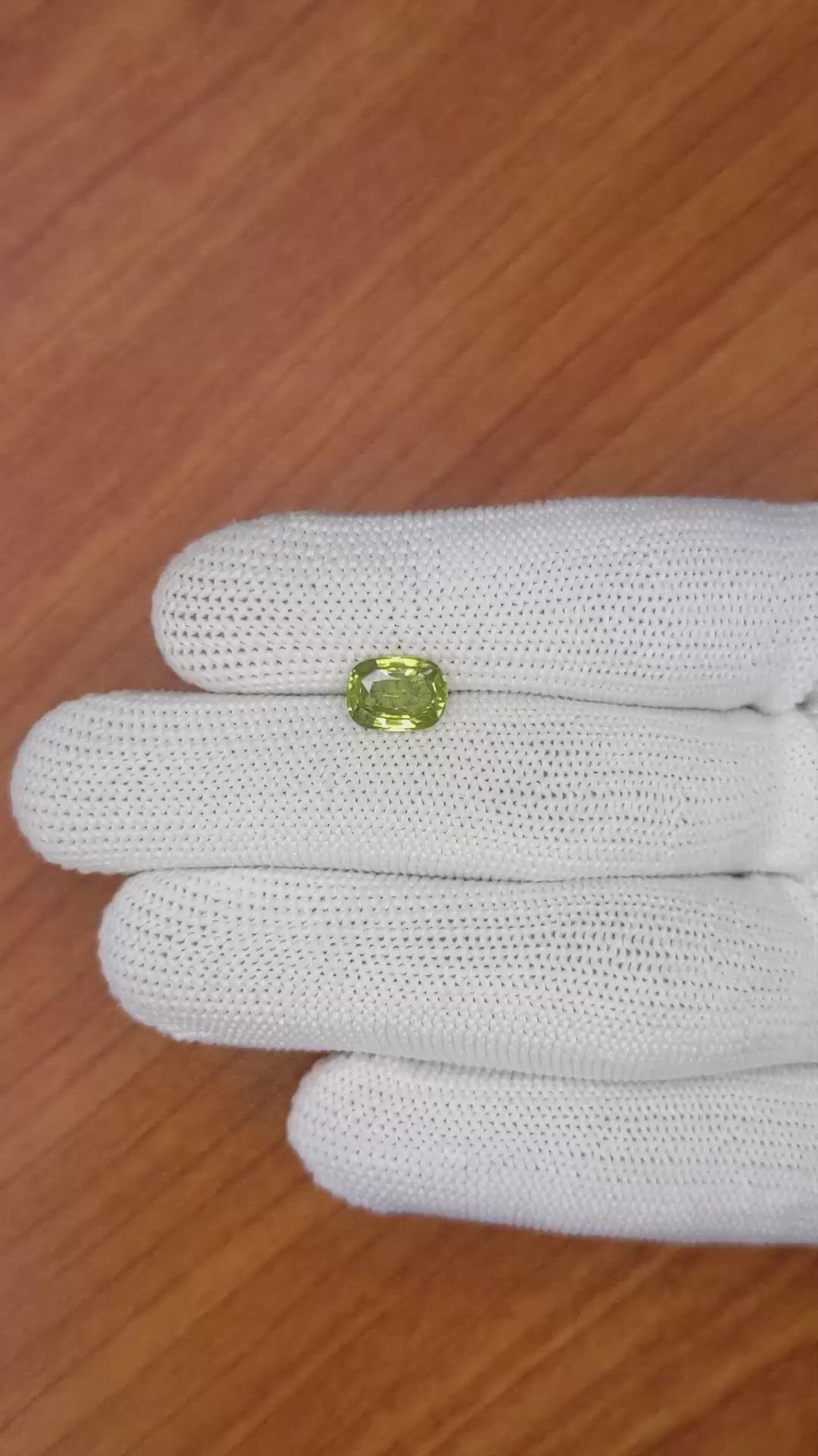 2.52 Ct. Yellowish Green Zircon from Ceylon (Sri Lanka) Size Video