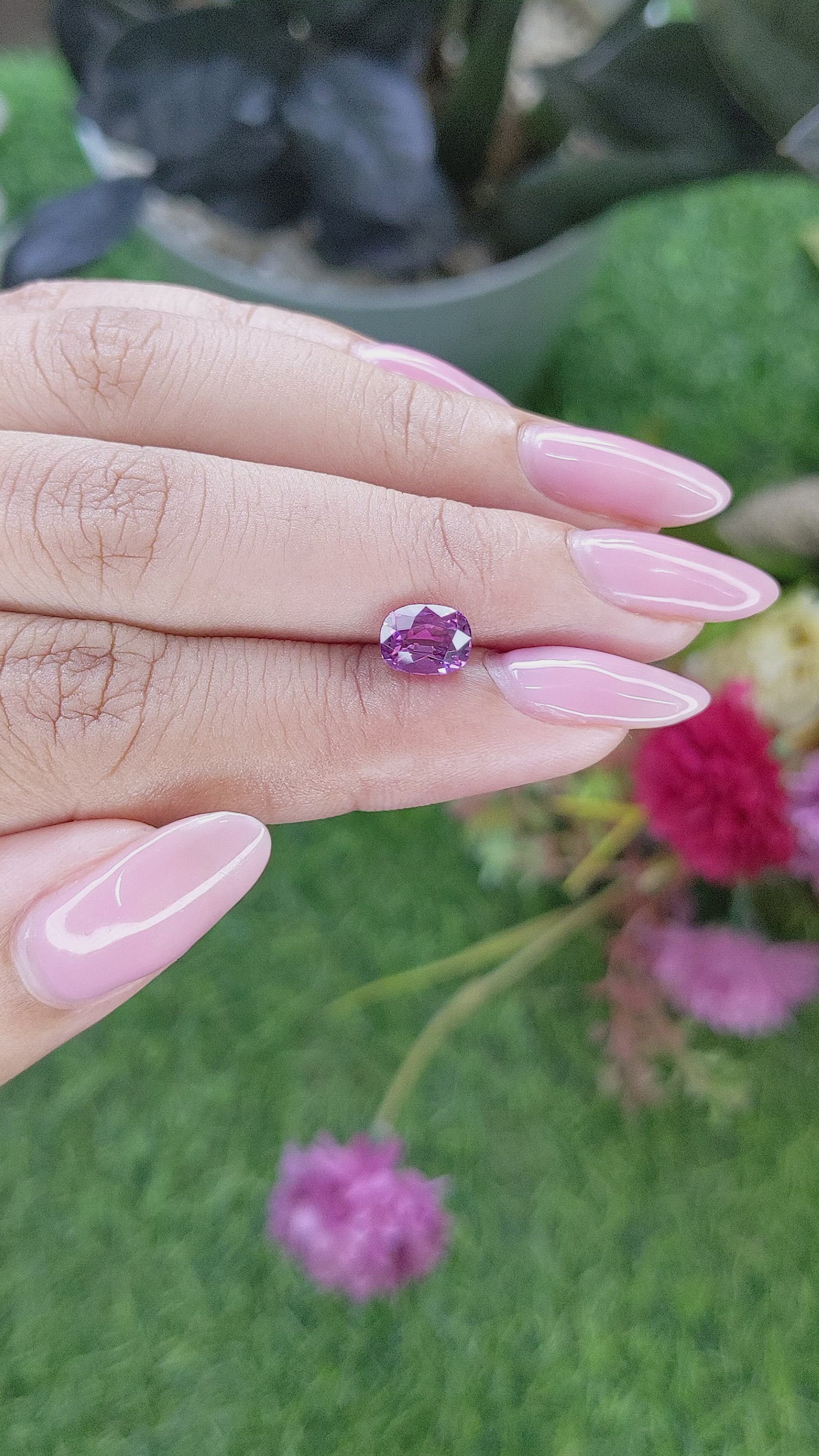 1.56 Ct. Pinkish Purple Rhodolite Garnet from Ceylon (Sri Lanka) Size Video
