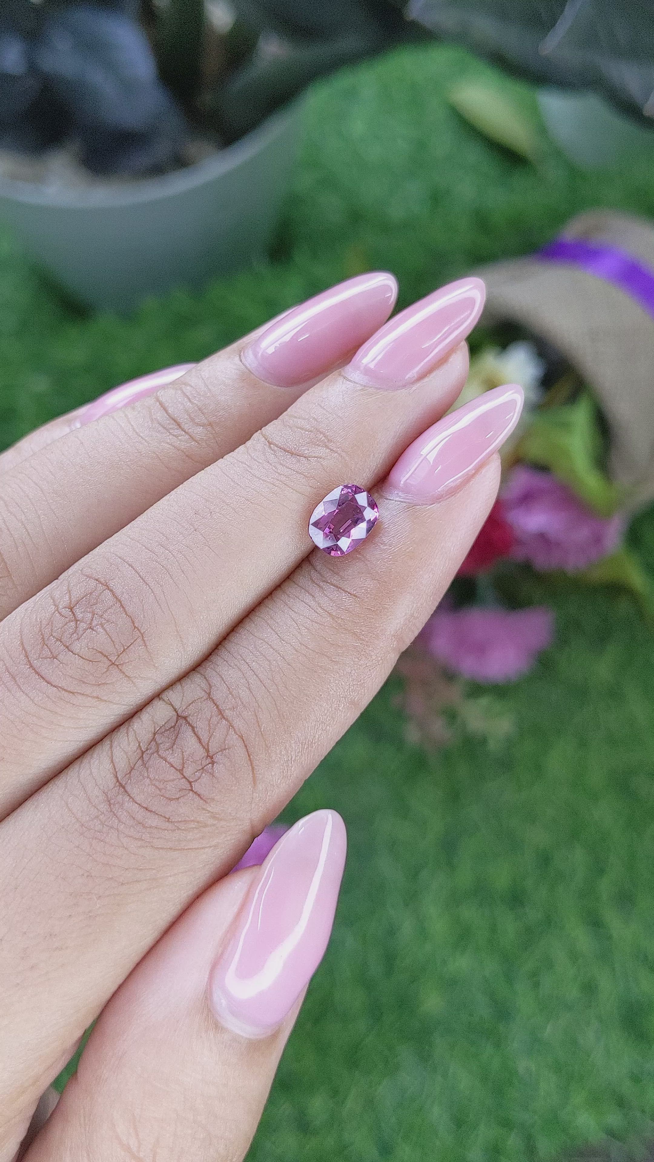 1.56 Ct. Pinkish Purple Rhodolite Garnet from Ceylon (Sri Lanka) Size Video