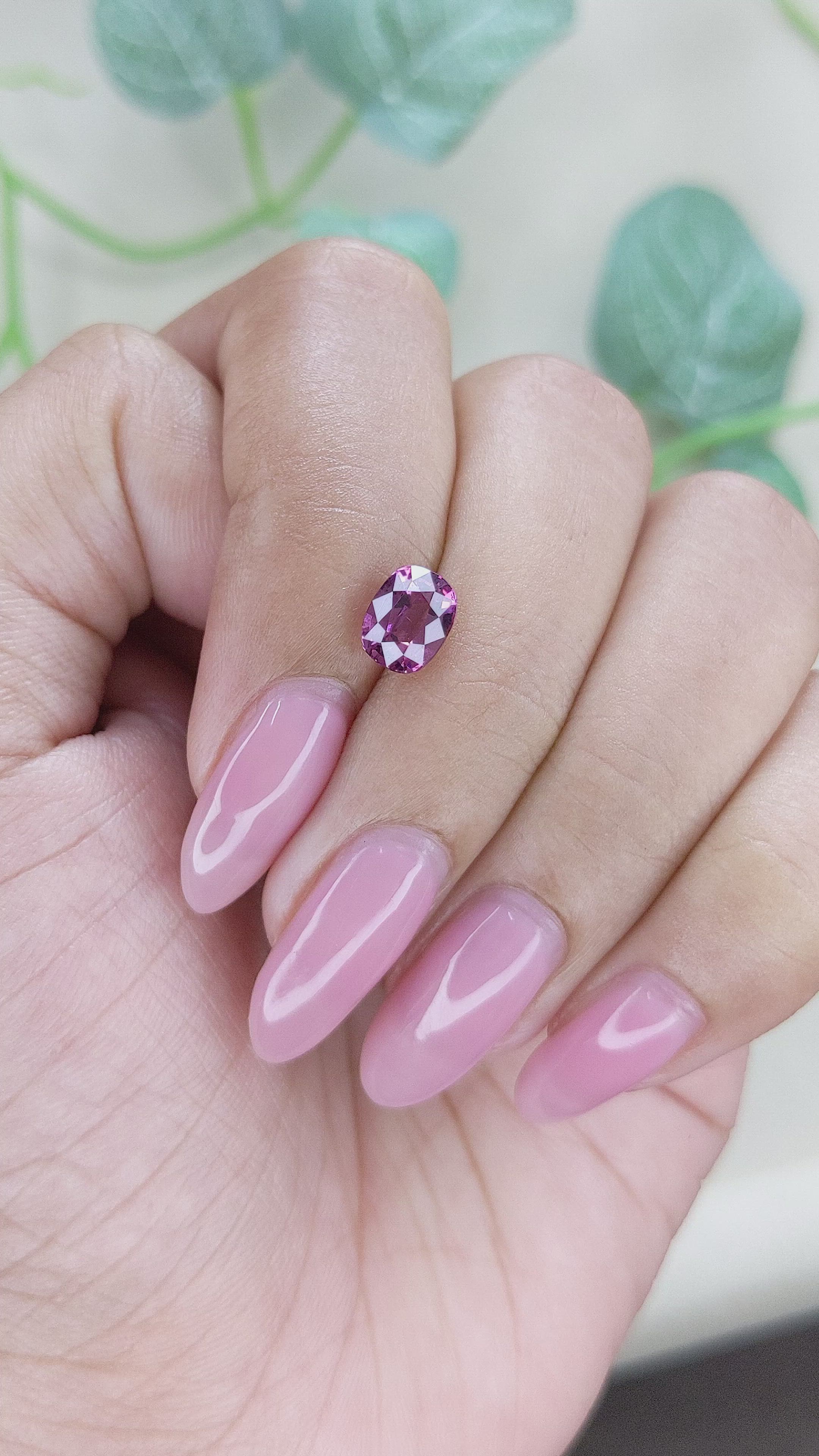 1.56 Ct. Pinkish Purple Rhodolite Garnet from Ceylon (Sri Lanka) Size Video