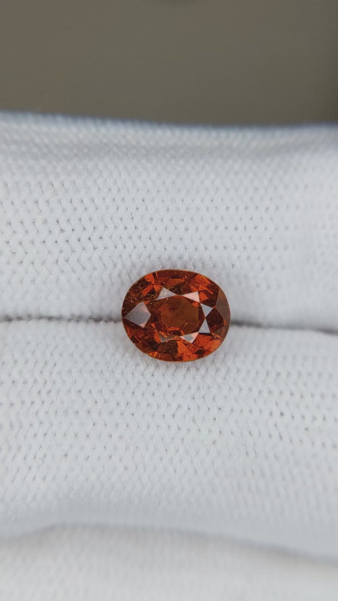 2.33 Ct. Reddish Orange Spessartite Garnet from Namibia Size Video