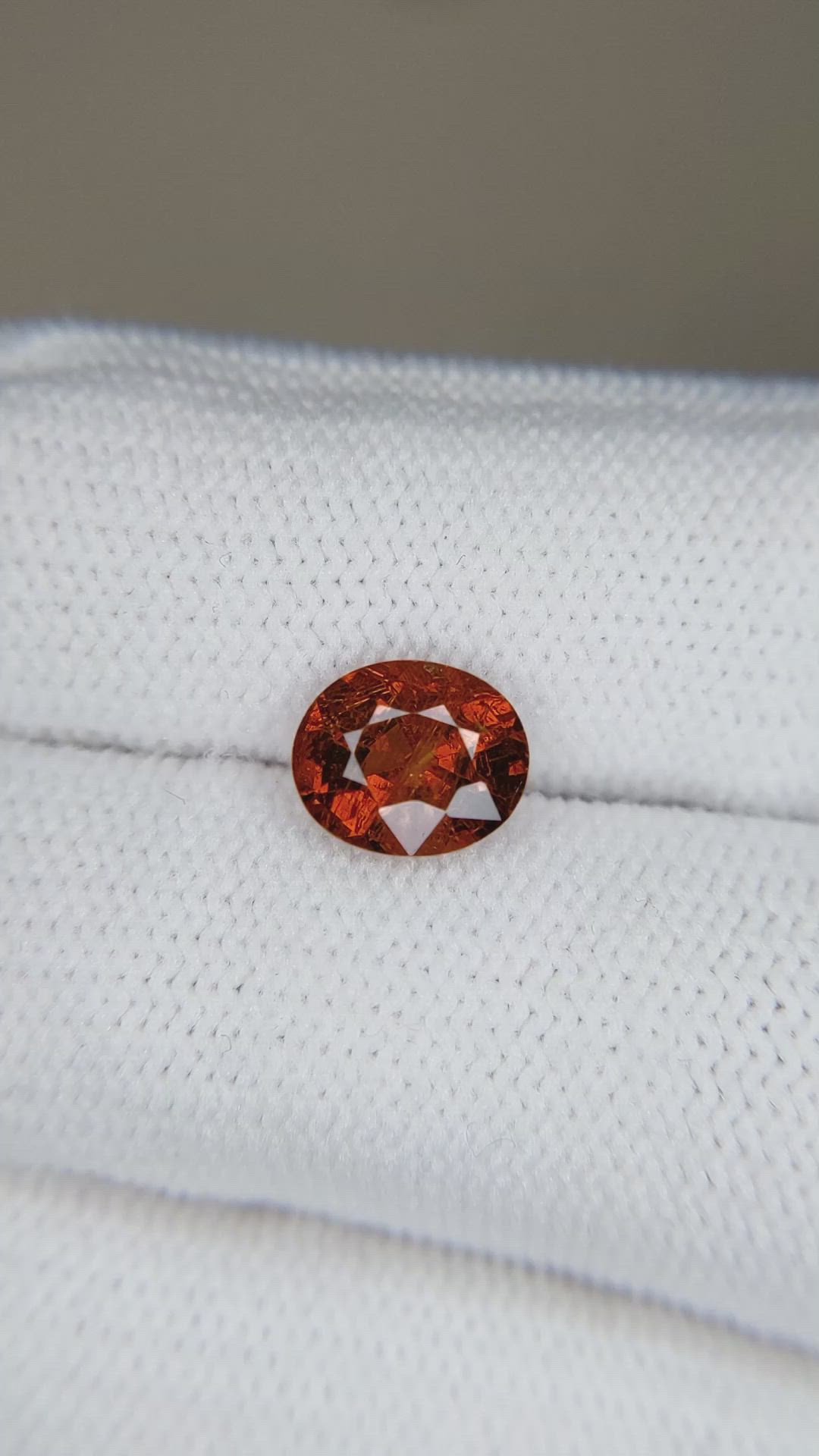 2.08 Ct. Orangish Red Spessartite Garnet from Namibia Size Video