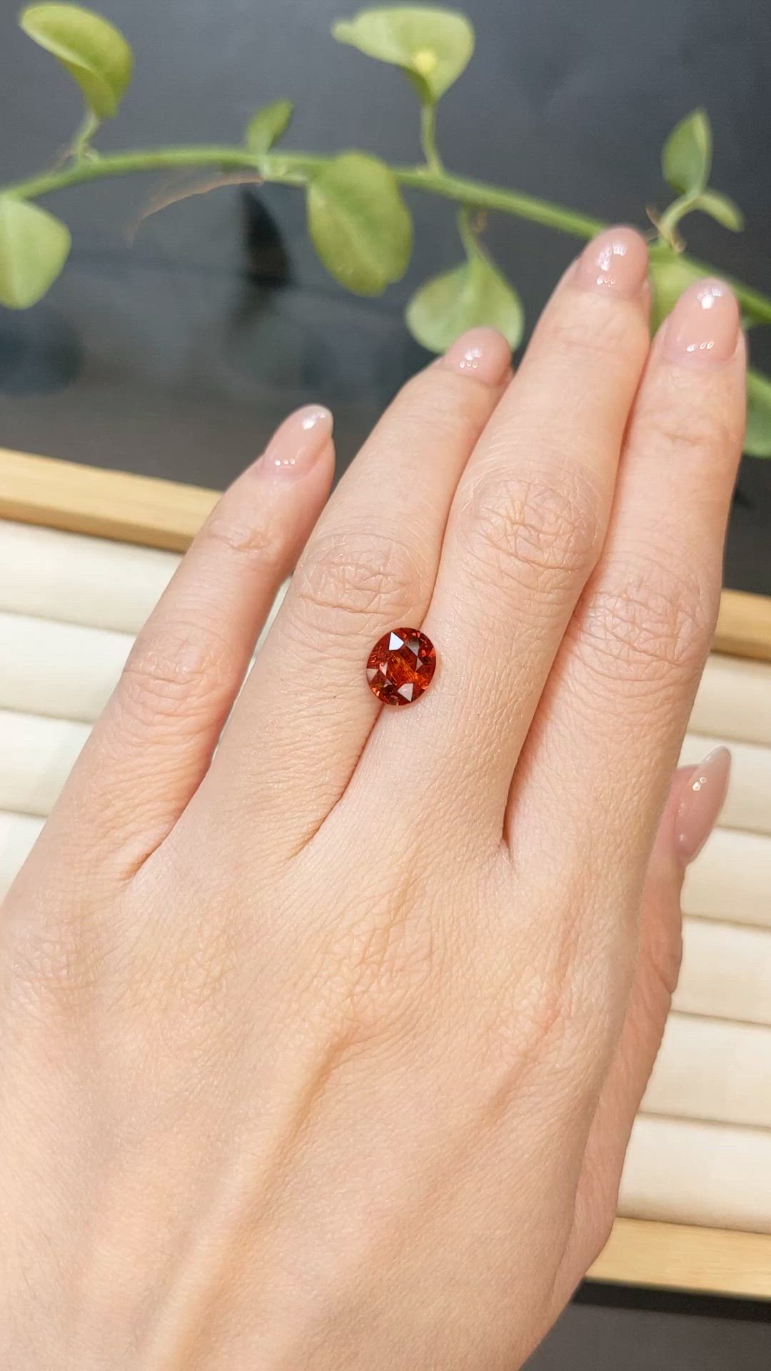 2.08 Ct. Orangish Red Spessartite Garnet from Namibia Size Video