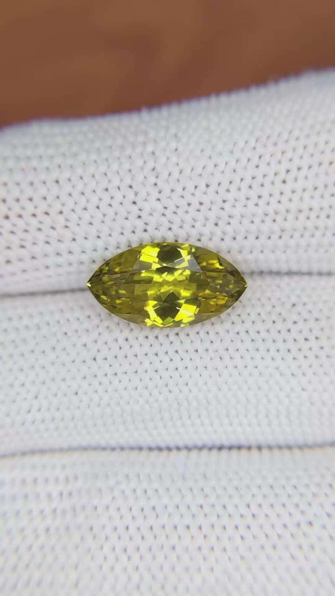 4.47 Ct. Greenish Yellow Chrysoberyl from Ceylon (Sri Lanka) Size Video