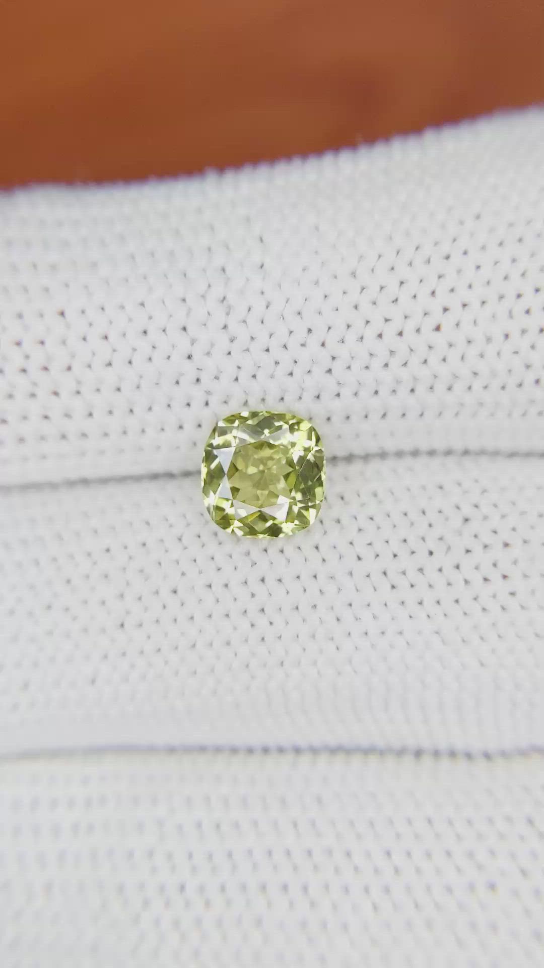 1.45 Ct. Greenish Yellow Chrysoberyl from Ceylon (Sri Lanka) Size Video