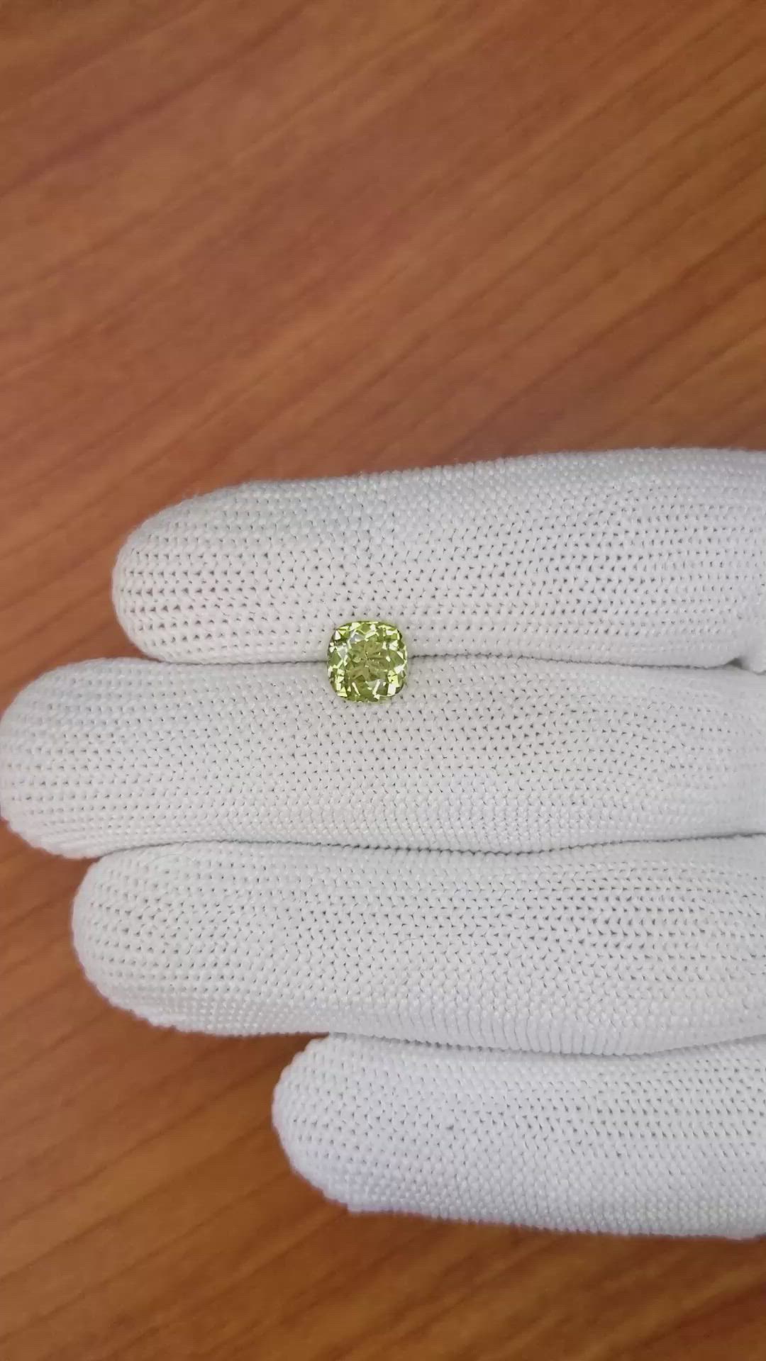 1.45 Ct. Greenish Yellow Chrysoberyl from Ceylon (Sri Lanka) Size Video