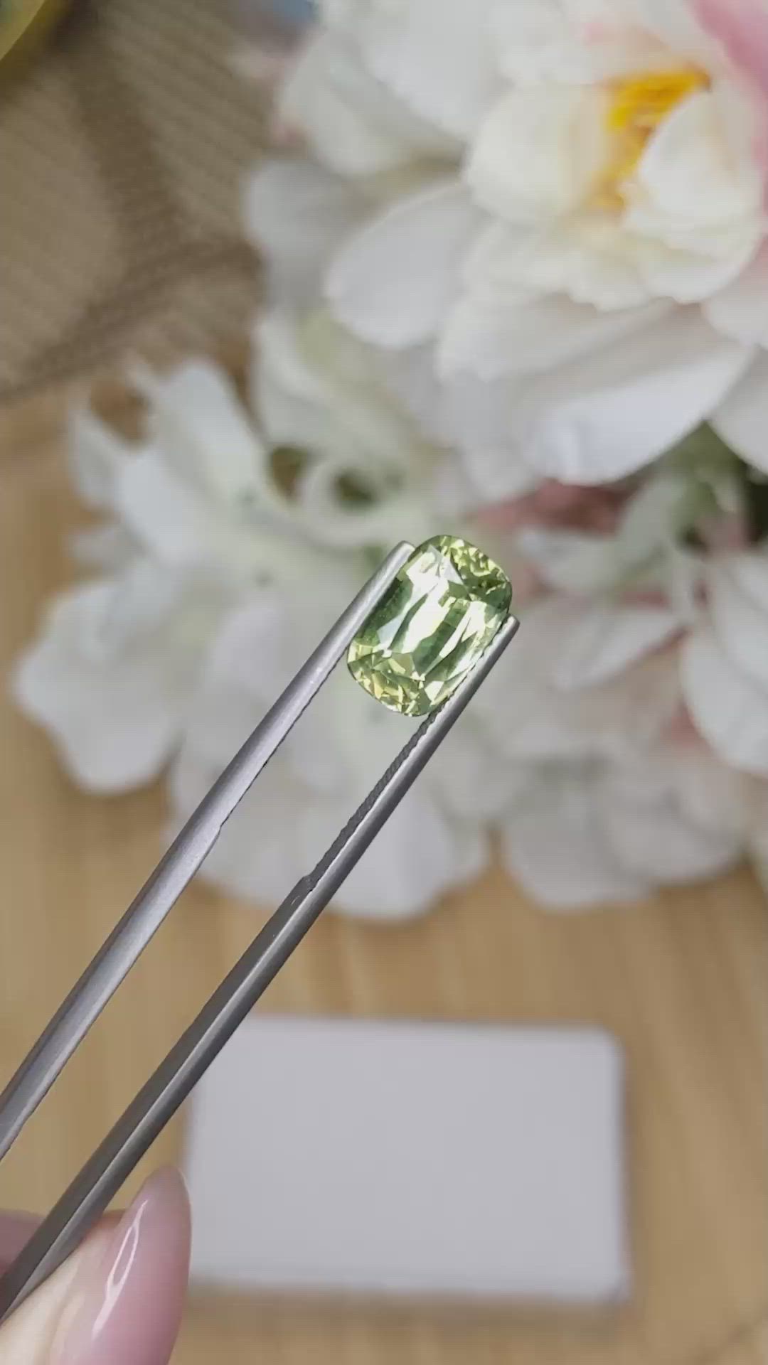 3.40 Ct. Yellowish Green Chrysoberyl from Ceylon (Sri Lanka) Size Video